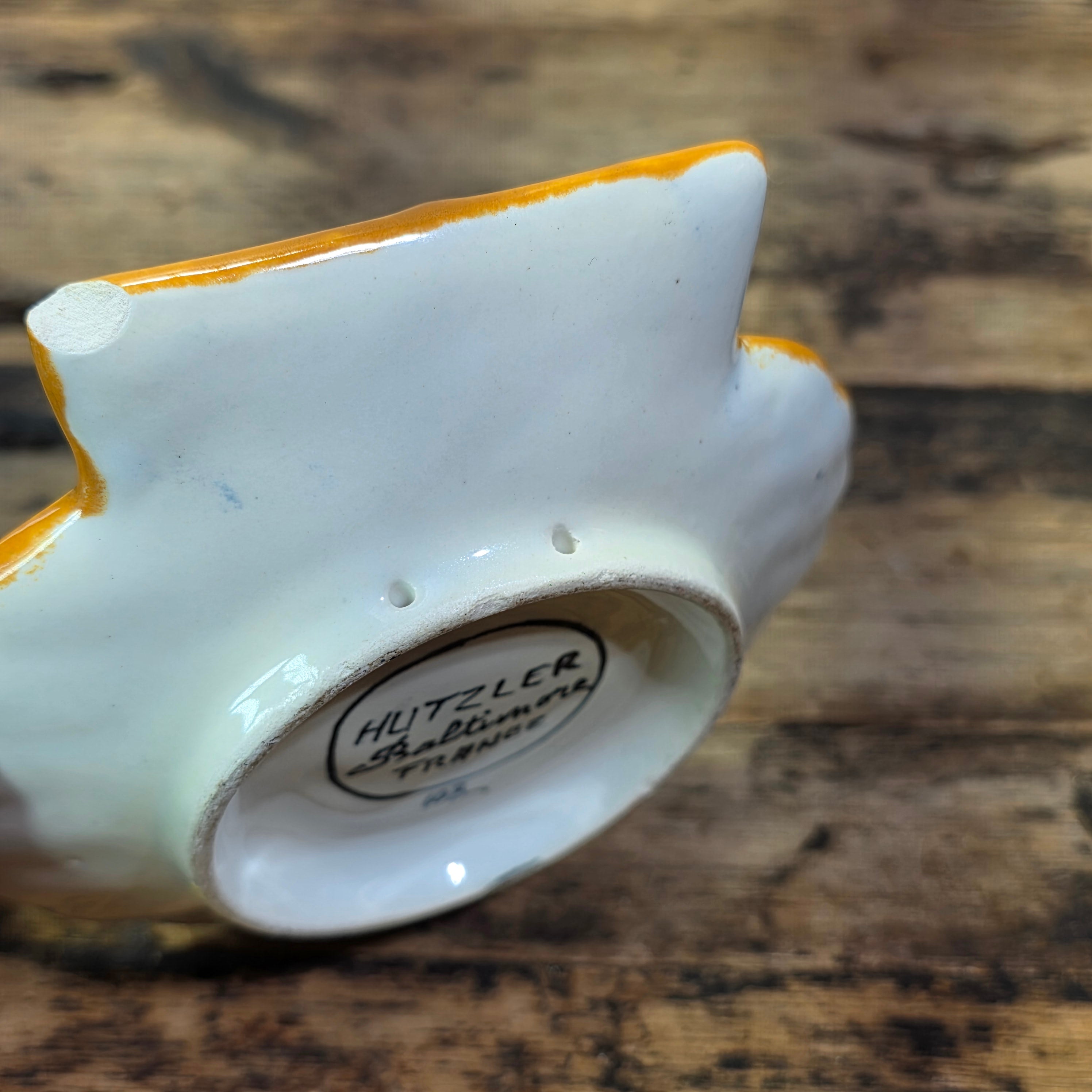 VTG Henriot Quimper Shell Dish Hutzler Baltimore France Faience Yellow Soap Tray