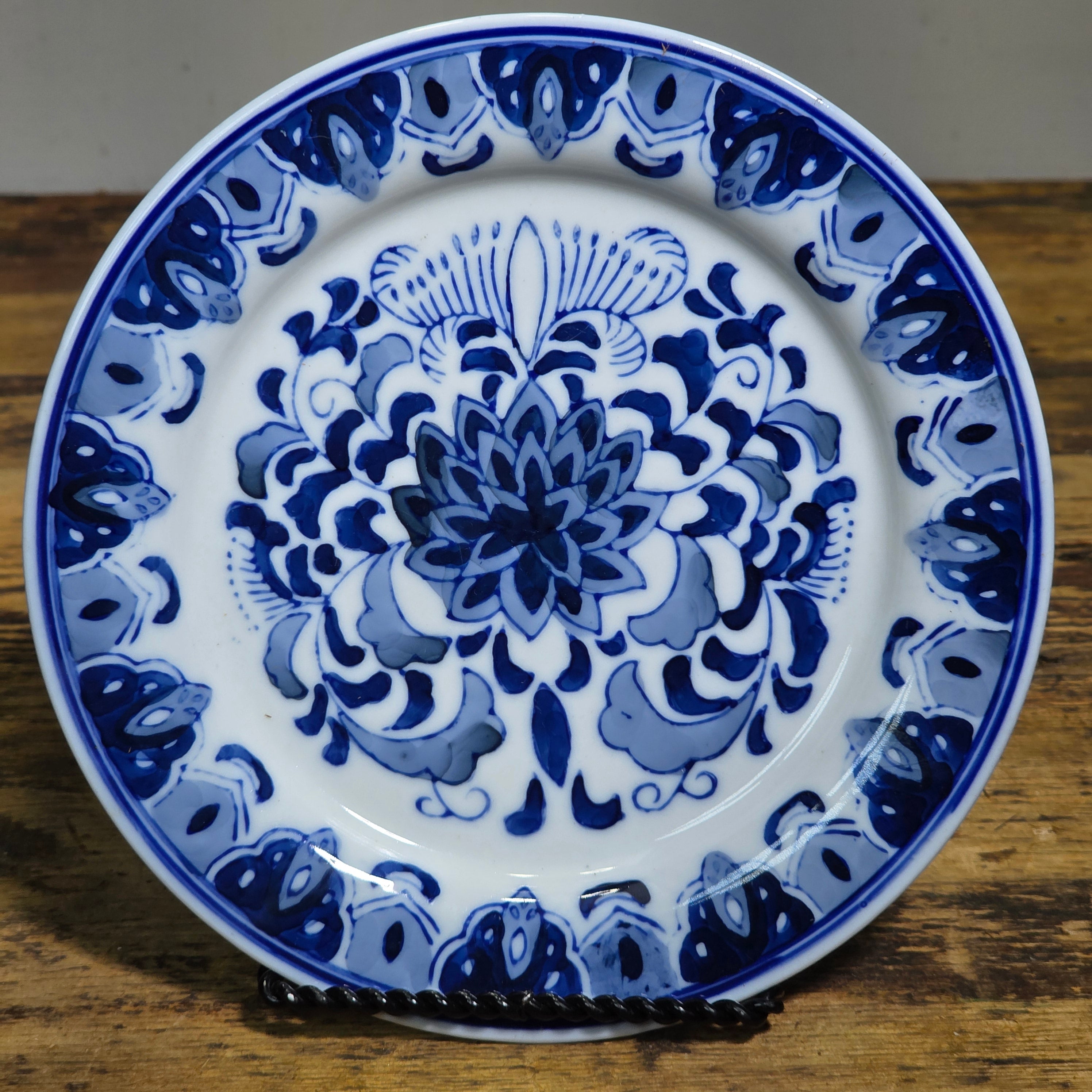Vintage Kafuh Centrum China Blue White Shonzui Floral Plates 7" Set of 5 Salad