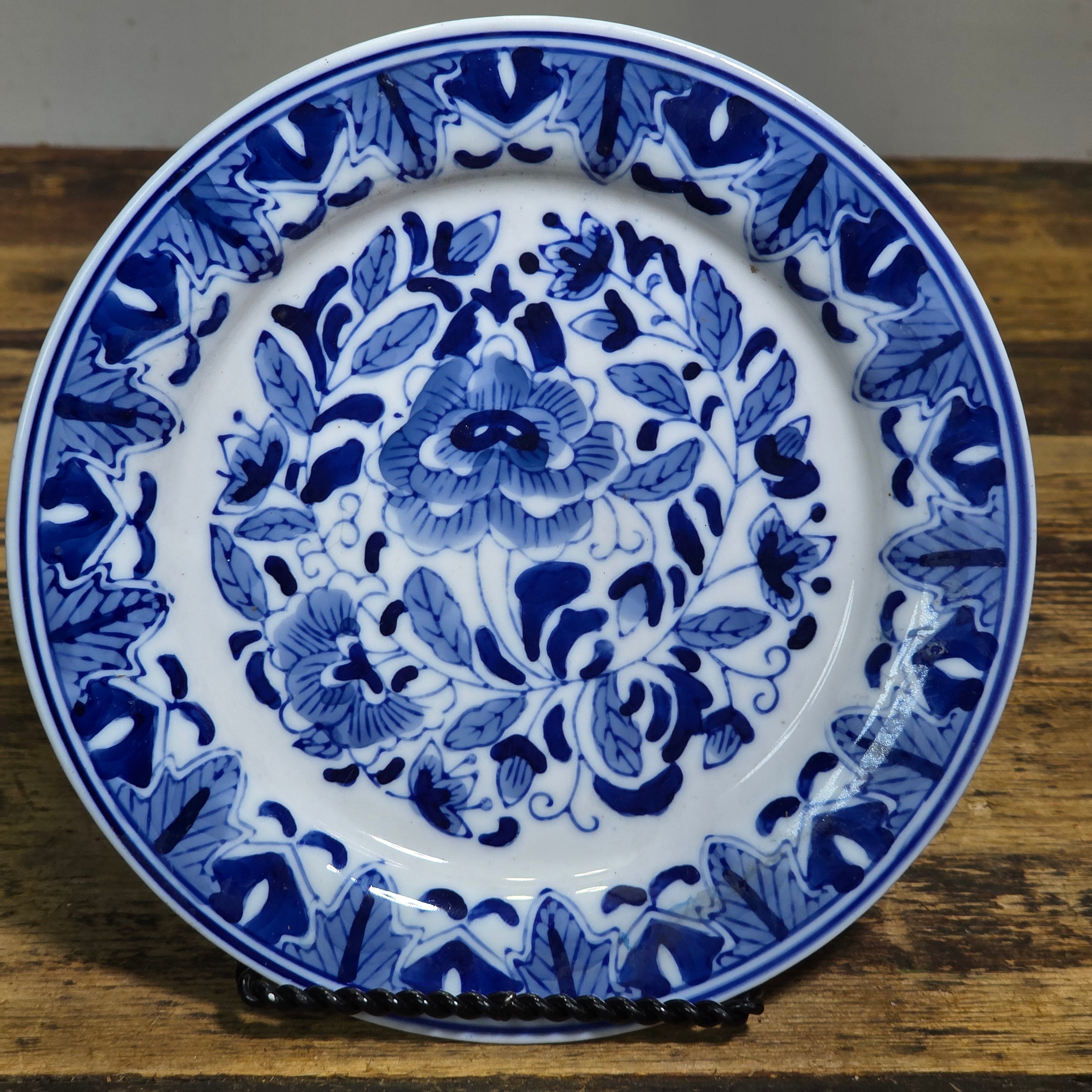 Vintage Kafuh Centrum China Blue White Shonzui Floral Plates 7" Set of 5 Salad