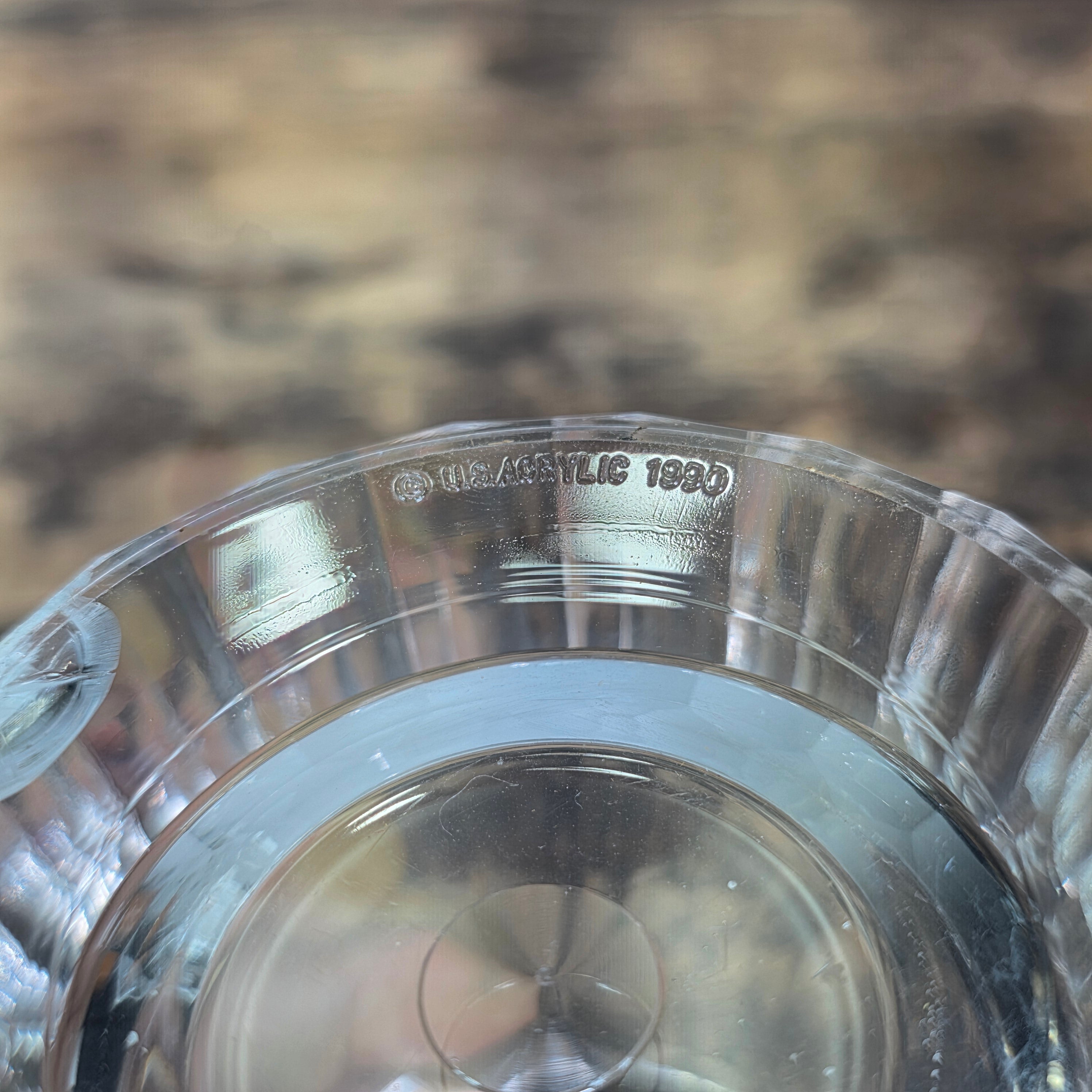 Vintage 1990 US Acrylic Creamer Sugar Bowl Set Lid Spoon Lucite Clear Plastic MC