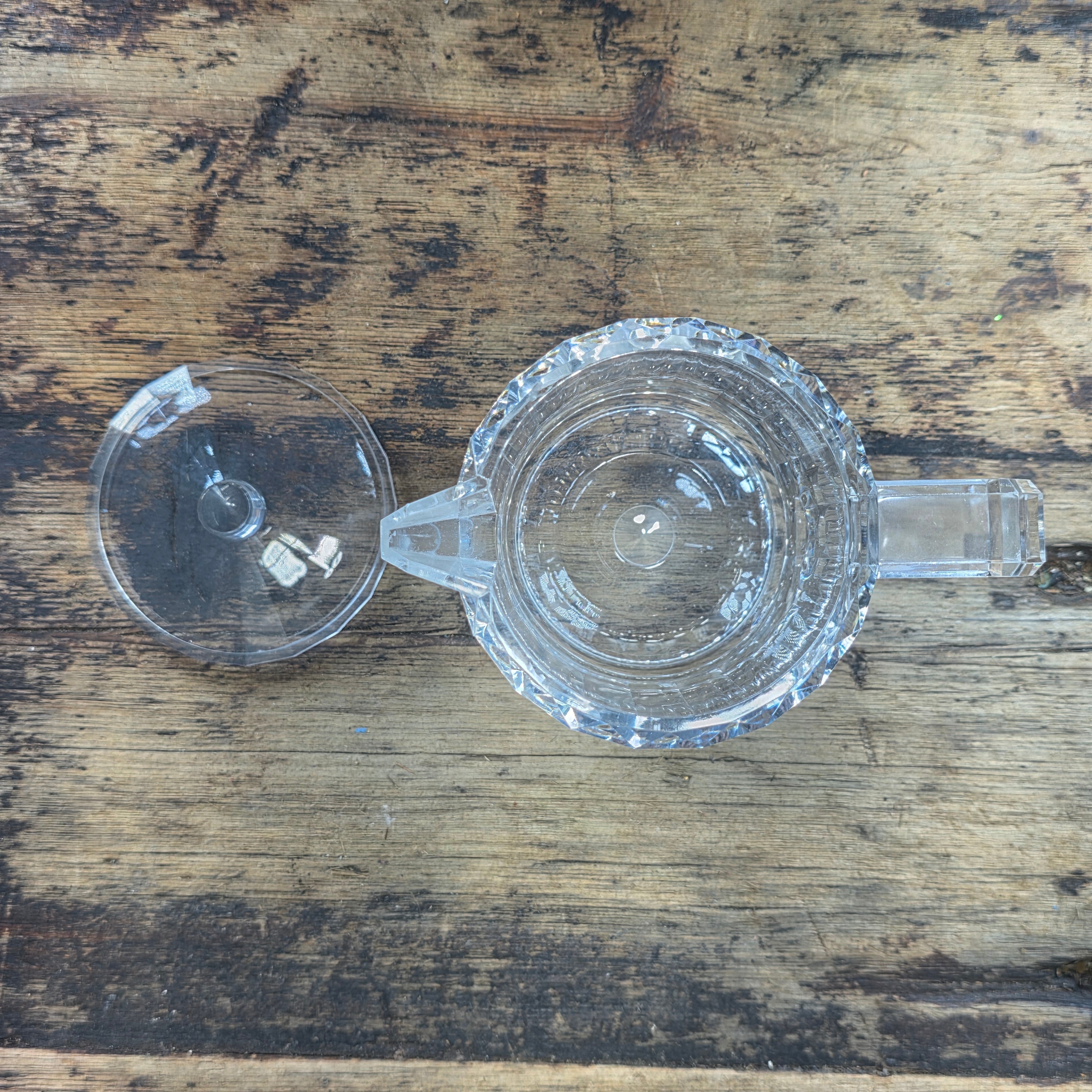 Vintage 1990 US Acrylic Creamer Sugar Bowl Set Lid Spoon Lucite Clear Plastic MC