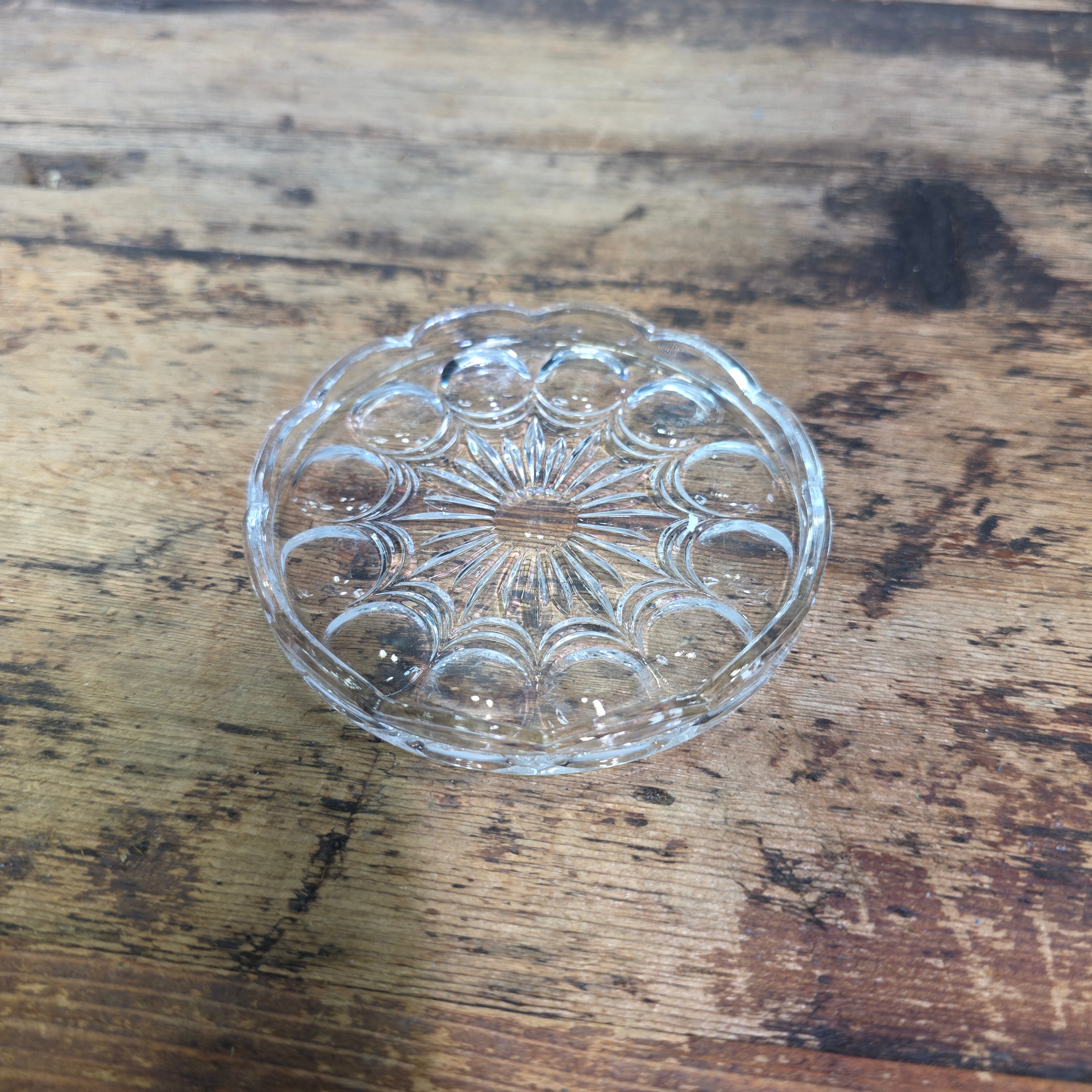 Vintage WMF Mozart 24% Lead Crystal Glass Coasters Round Set of 3 Germany MCM