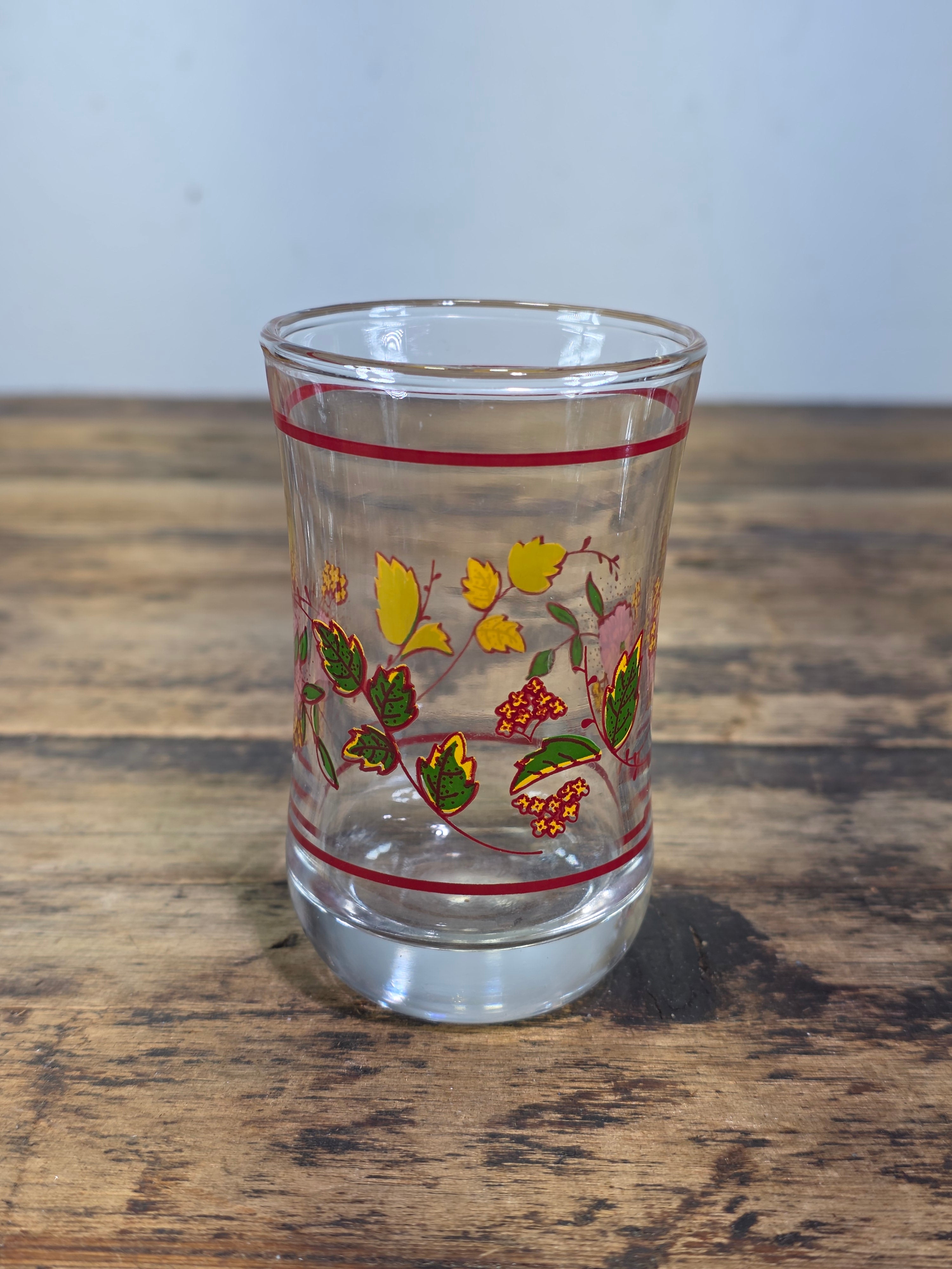Vintage Anchor Hocking Juice Glasses Set of 6 Floral 5oz Clear Retro Boho TC
