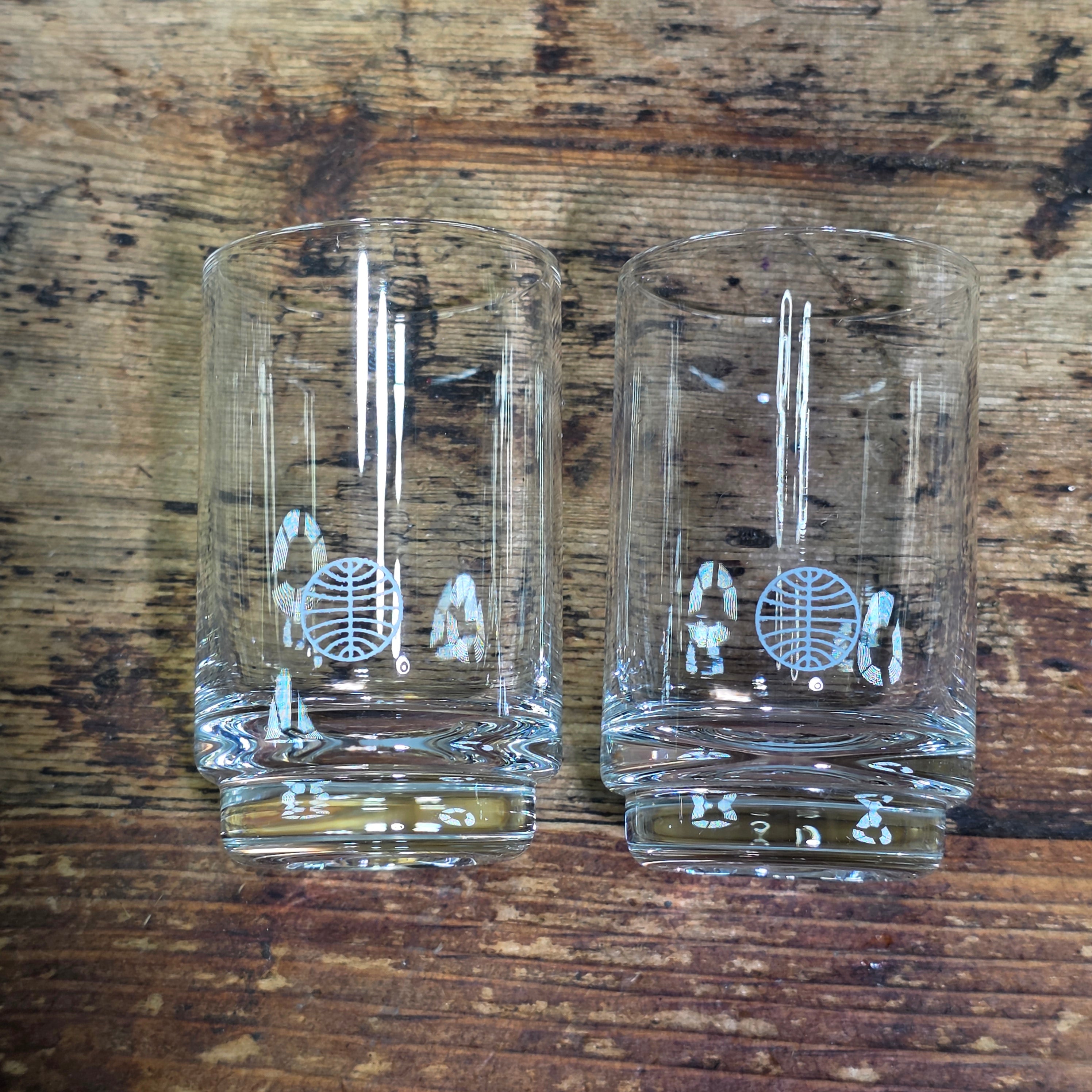 Vintage Pan Am Airlines First Class Shot Glasses Set of 2 Clear Glass 1oz