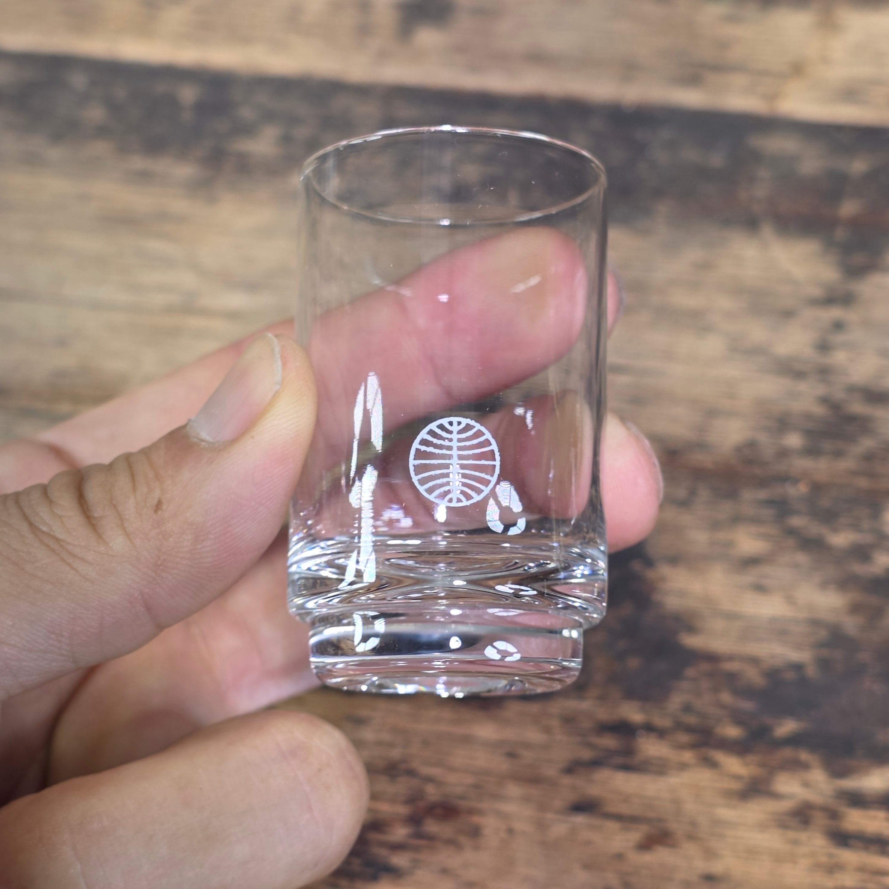 Vintage Pan Am Airlines First Class Shot Glasses Set of 2 Clear Glass 1oz