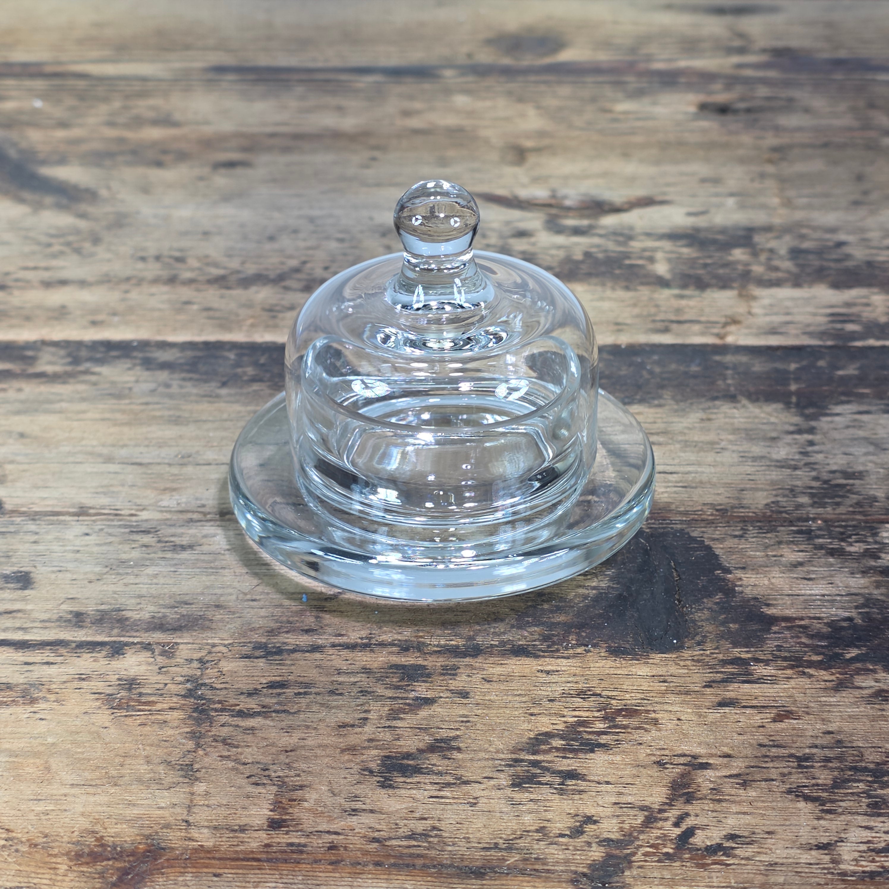 Vintage Anchor Hocking Presence Clear Glass Individual Round Mini Butter Dish