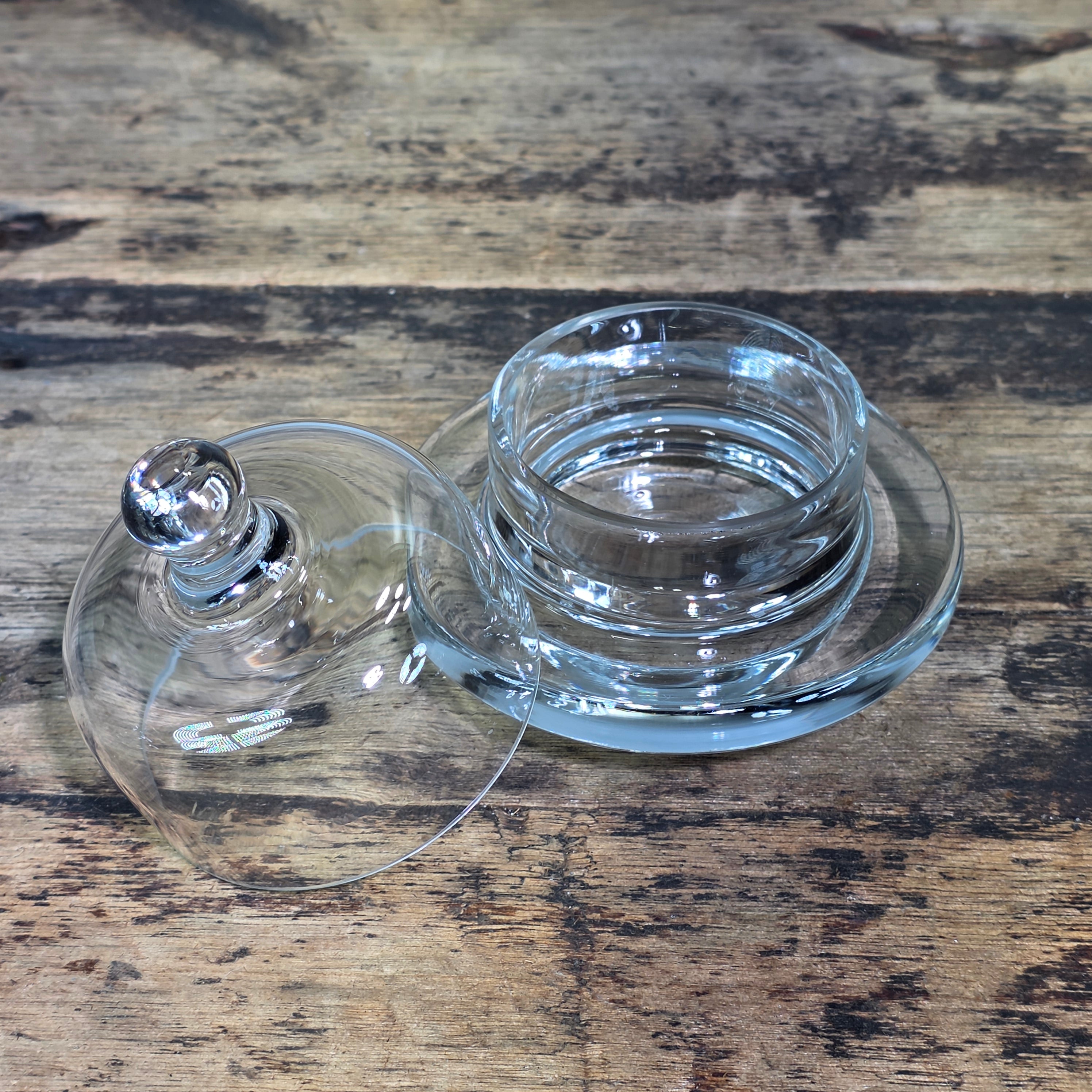 Vintage Anchor Hocking Presence Clear Glass Individual Round Mini Butter Dish