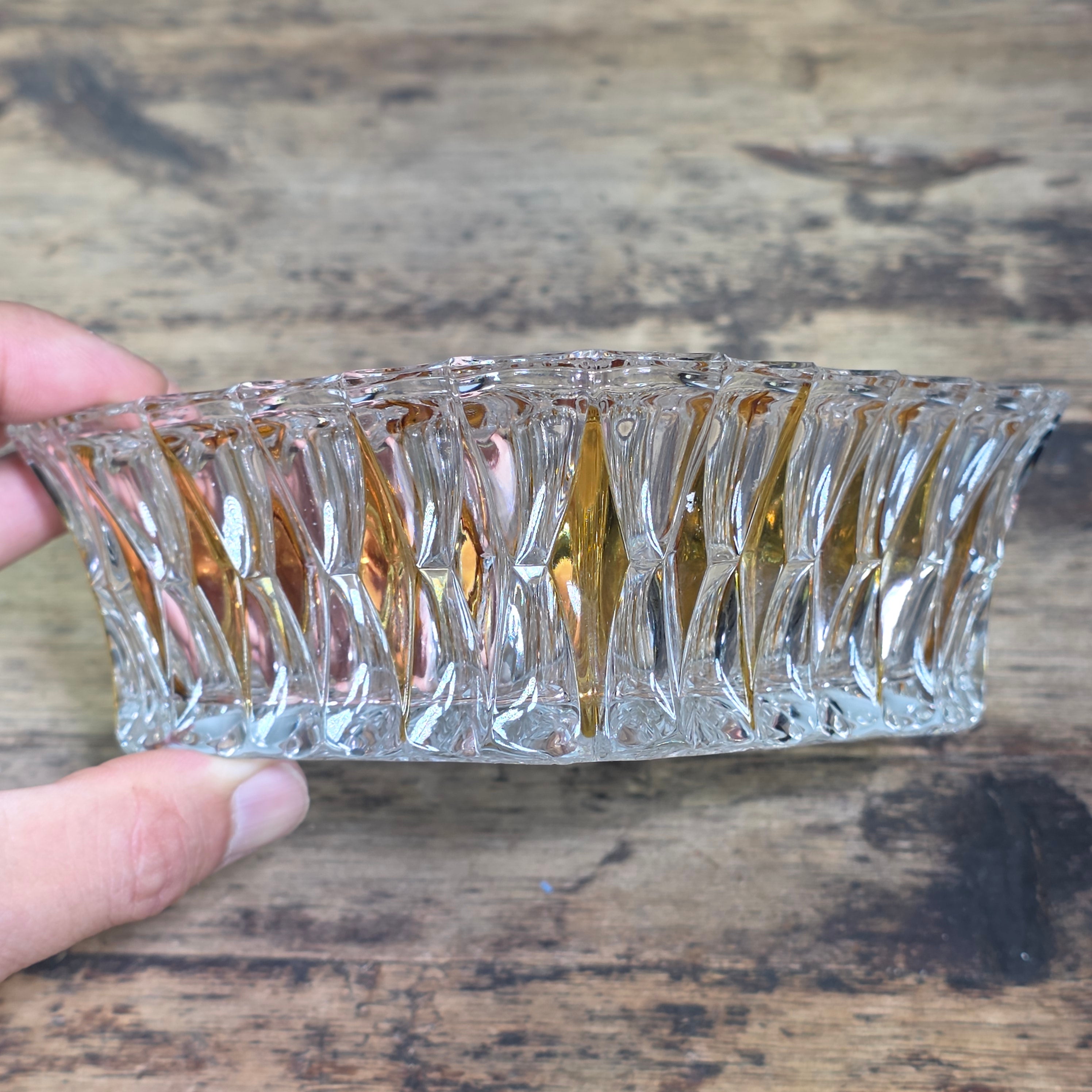 Vintage Clear Glass Square Bowl Trinket Dish Ashtray Heavy Mid Century 4.75"