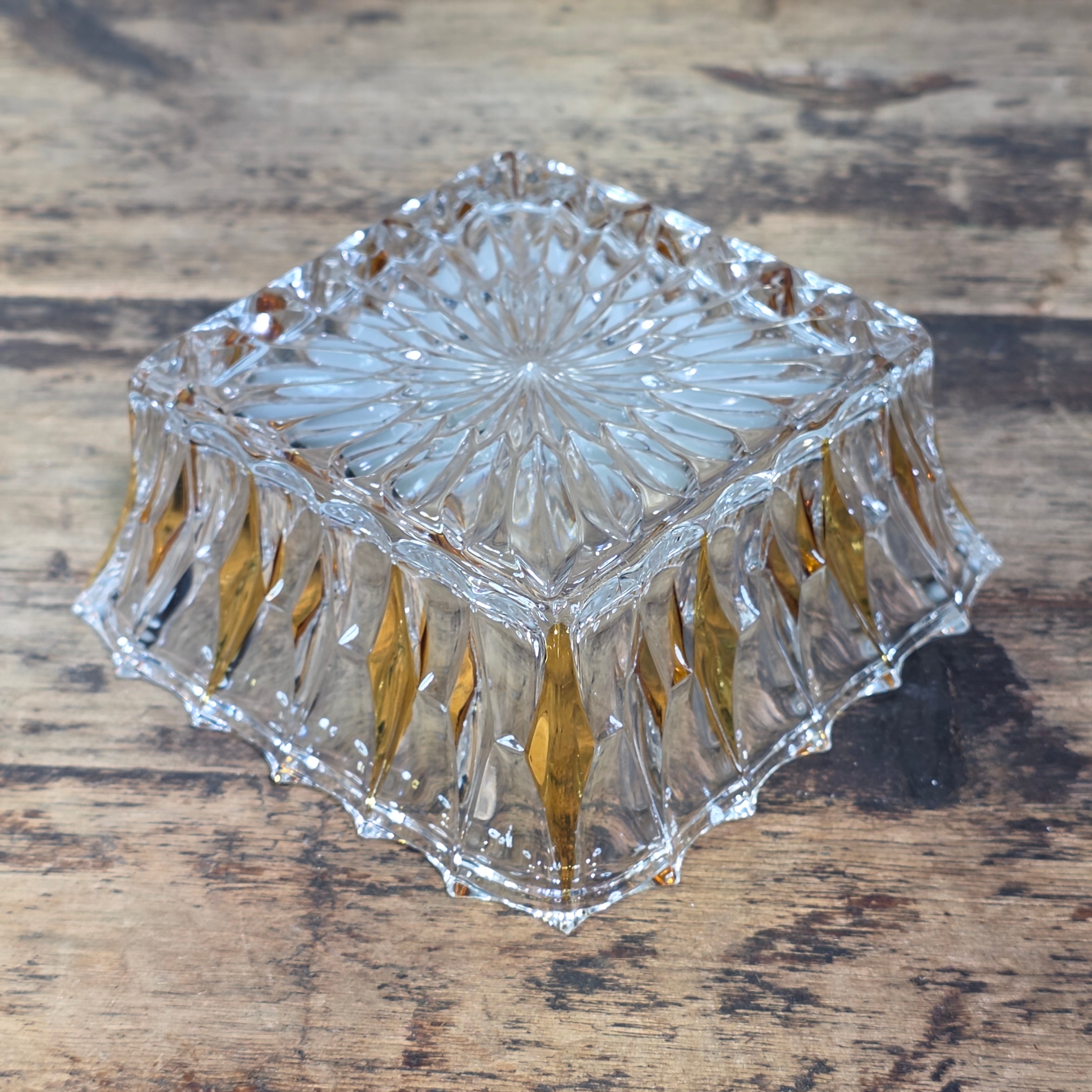 Vintage Clear Glass Square Bowl Trinket Dish Ashtray Heavy Mid Century 4.75"