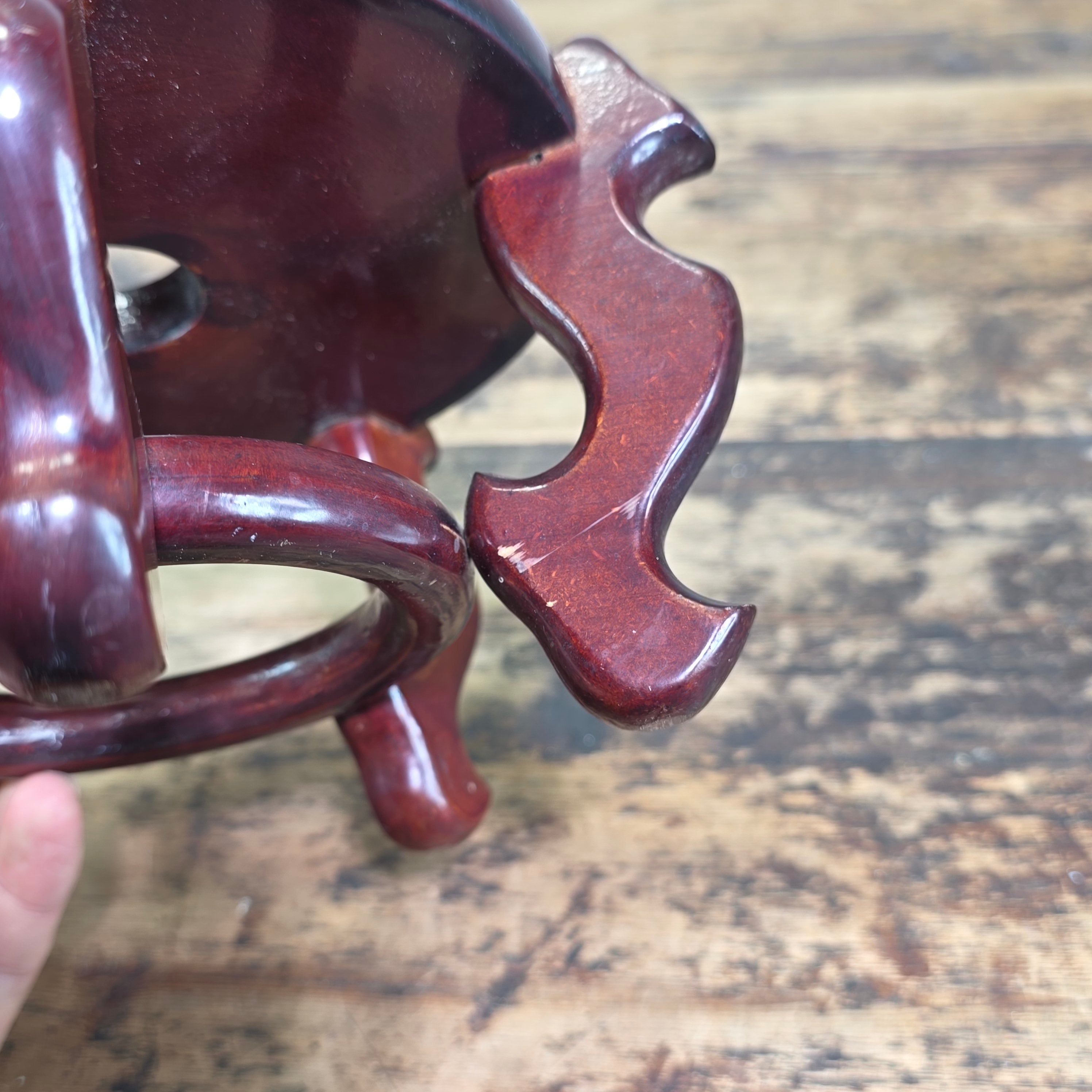 Share Vintage Chinese Wood Display Stand Round 5 Leg Ginger Jar Vase Bowl Base 6" Dia