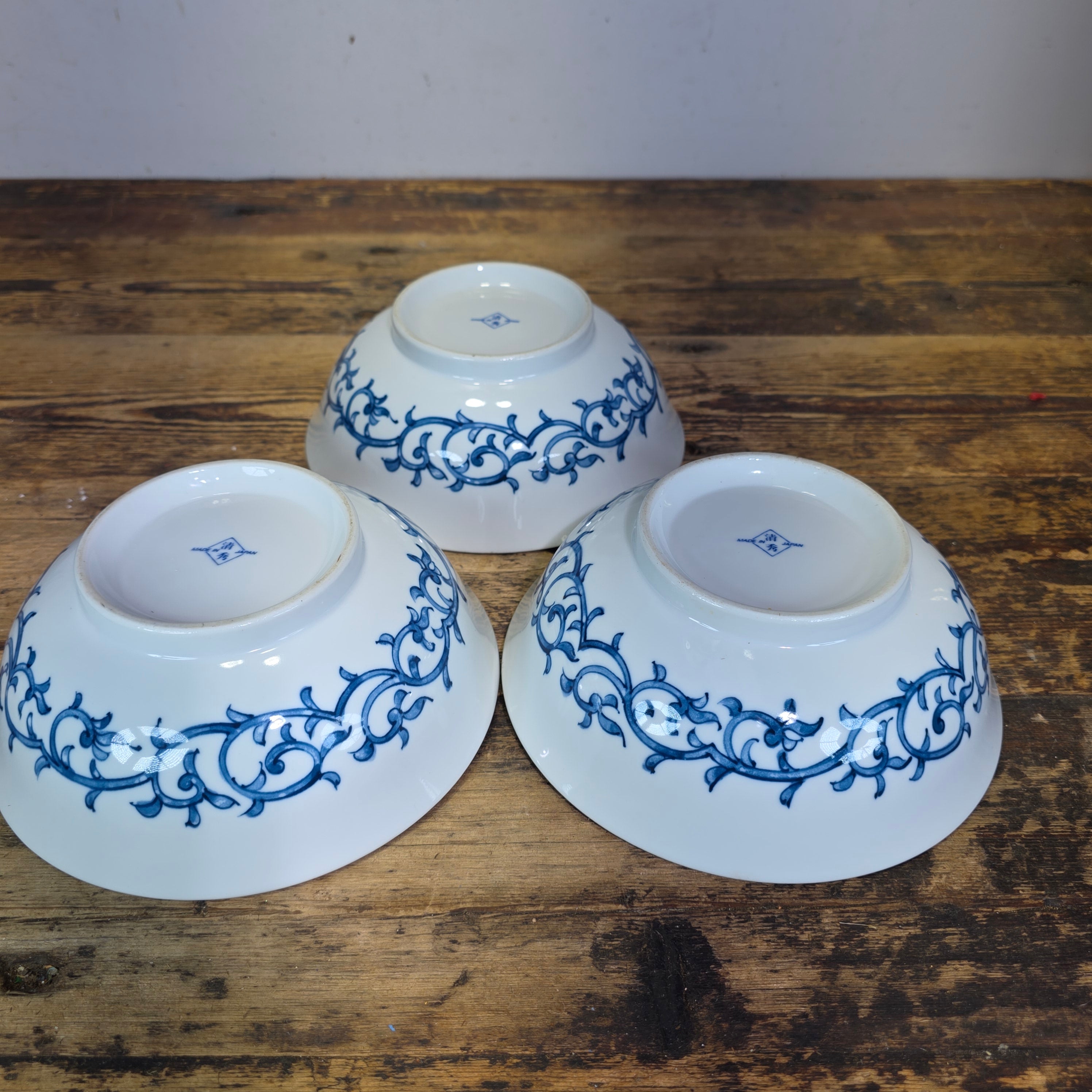 3pc Seishu Arita Imari Porcelain Bowls Set Japan Floral Gold Rim Salad Soup 7.5"