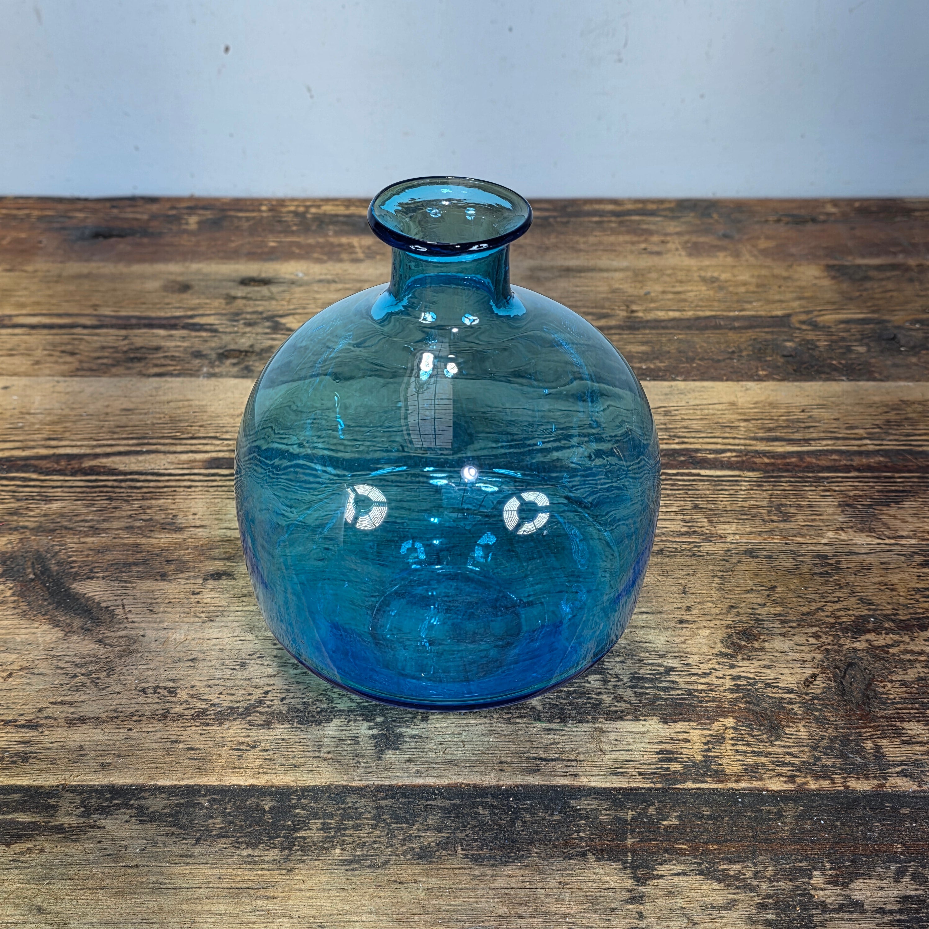 Vintage MCM Amber Glass Vase 3 Pinch Dimple Hand Blown Mid Century Retro 7"