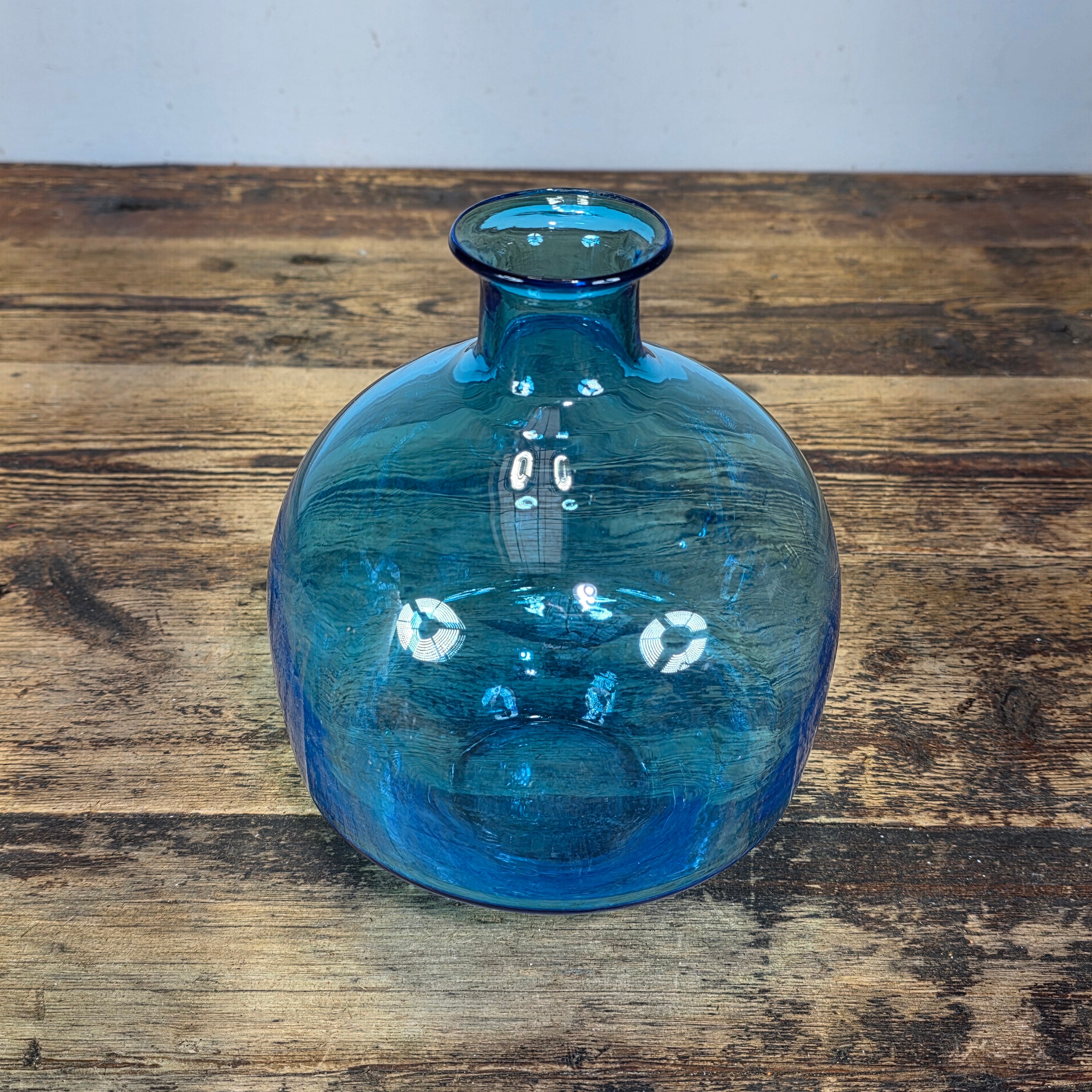 Vintage MCM Amber Glass Vase 3 Pinch Dimple Hand Blown Mid Century Retro 7"