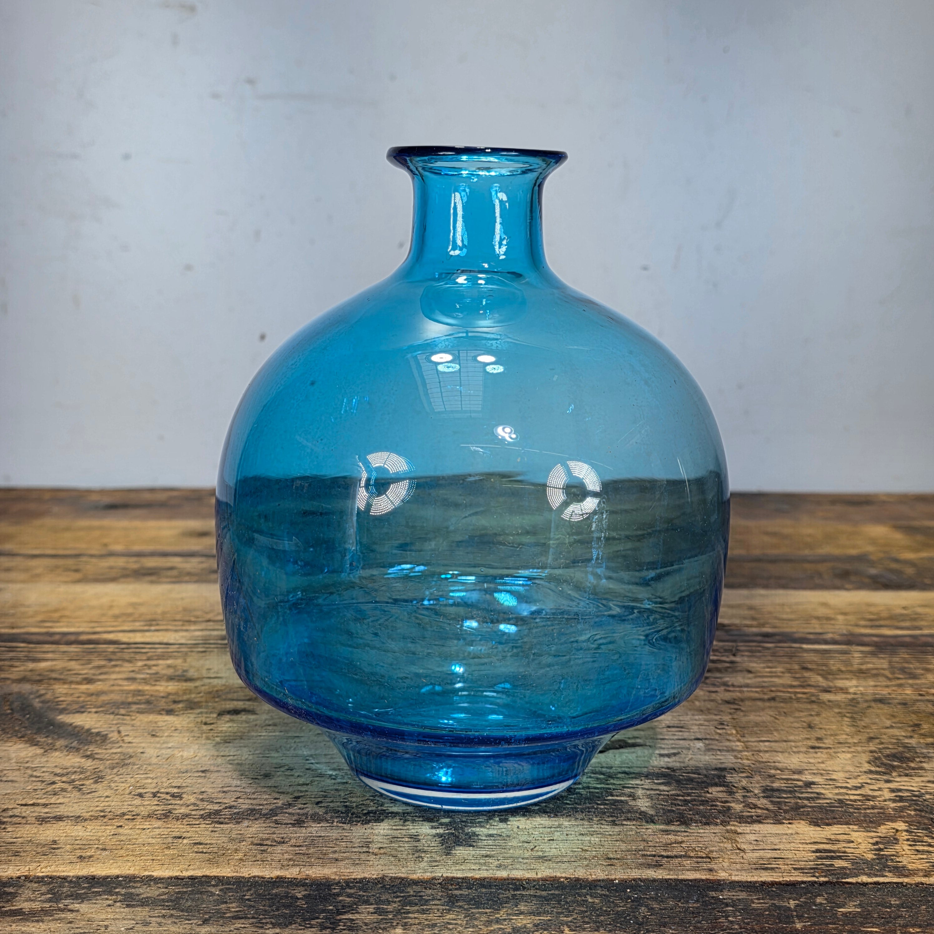 Vintage MCM Amber Glass Vase 3 Pinch Dimple Hand Blown Mid Century Retro 7"