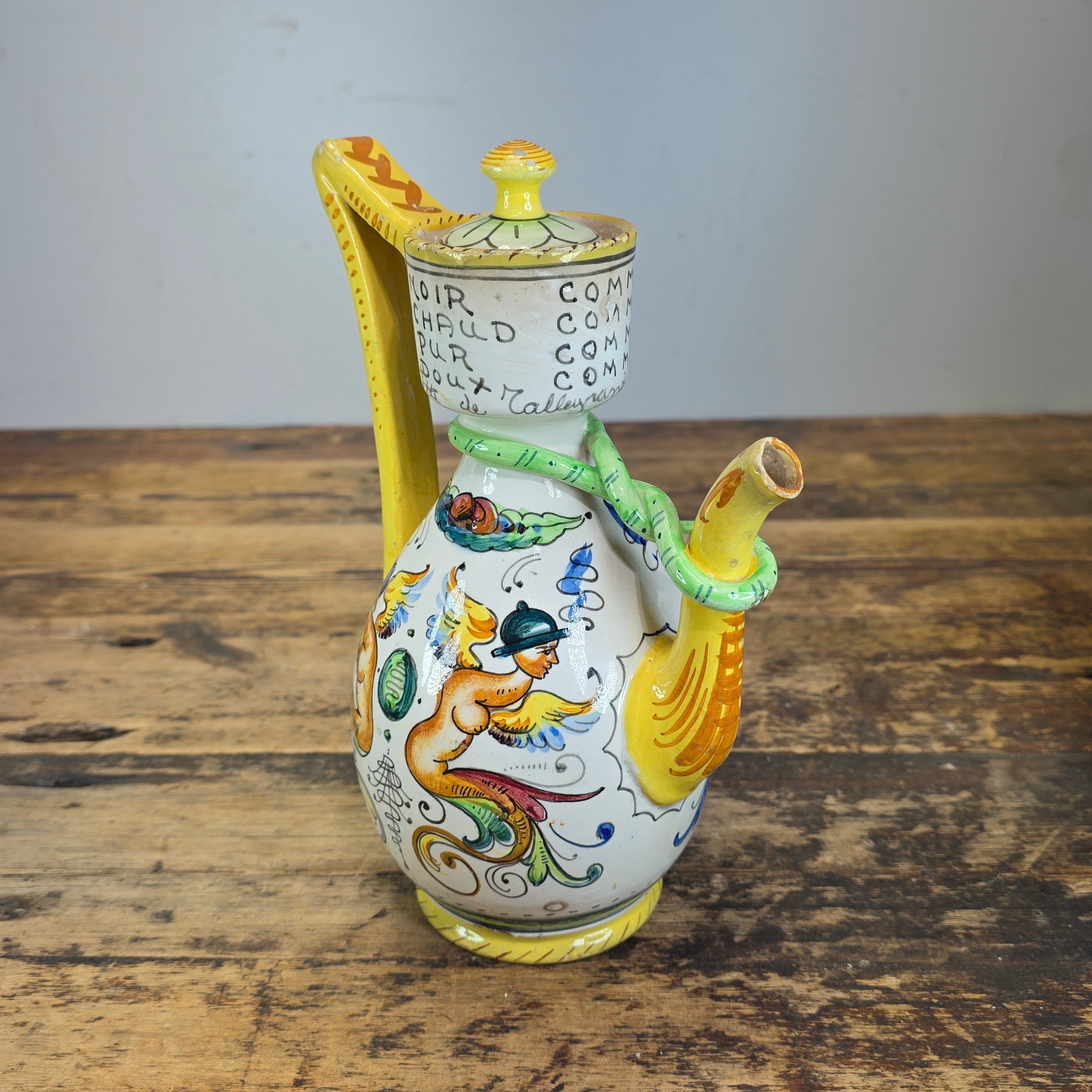 Vtg Fratelli Fanciullacci Raffaellesco Dragon Majolica Pitcher Signed FF Italy