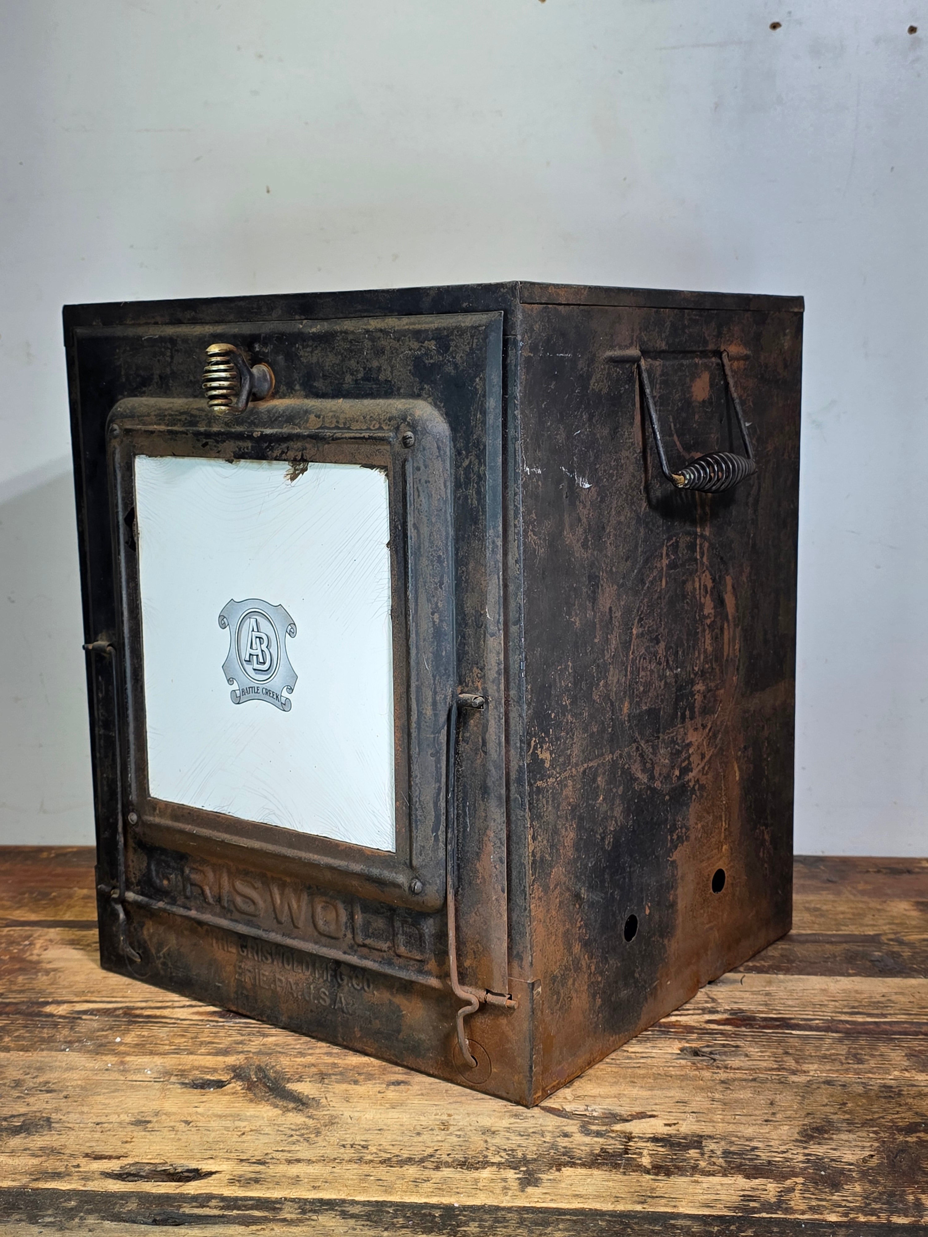 Antique Griswold BOLO 125 Oven AB Stove Co Battle Creek Cast Iron Door Vintage
