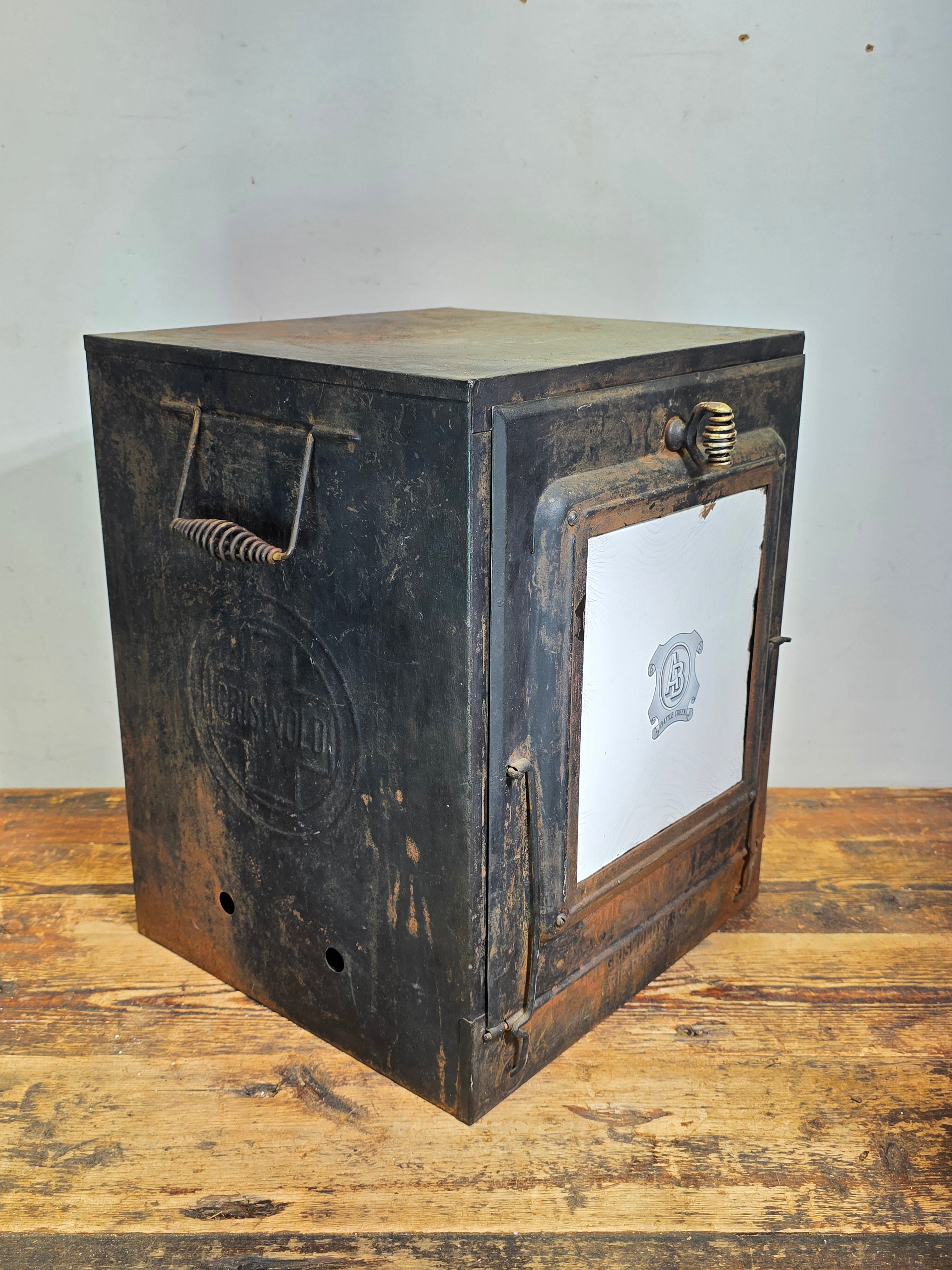 Antique Griswold BOLO 125 Oven AB Stove Co Battle Creek Cast Iron Door Vintage