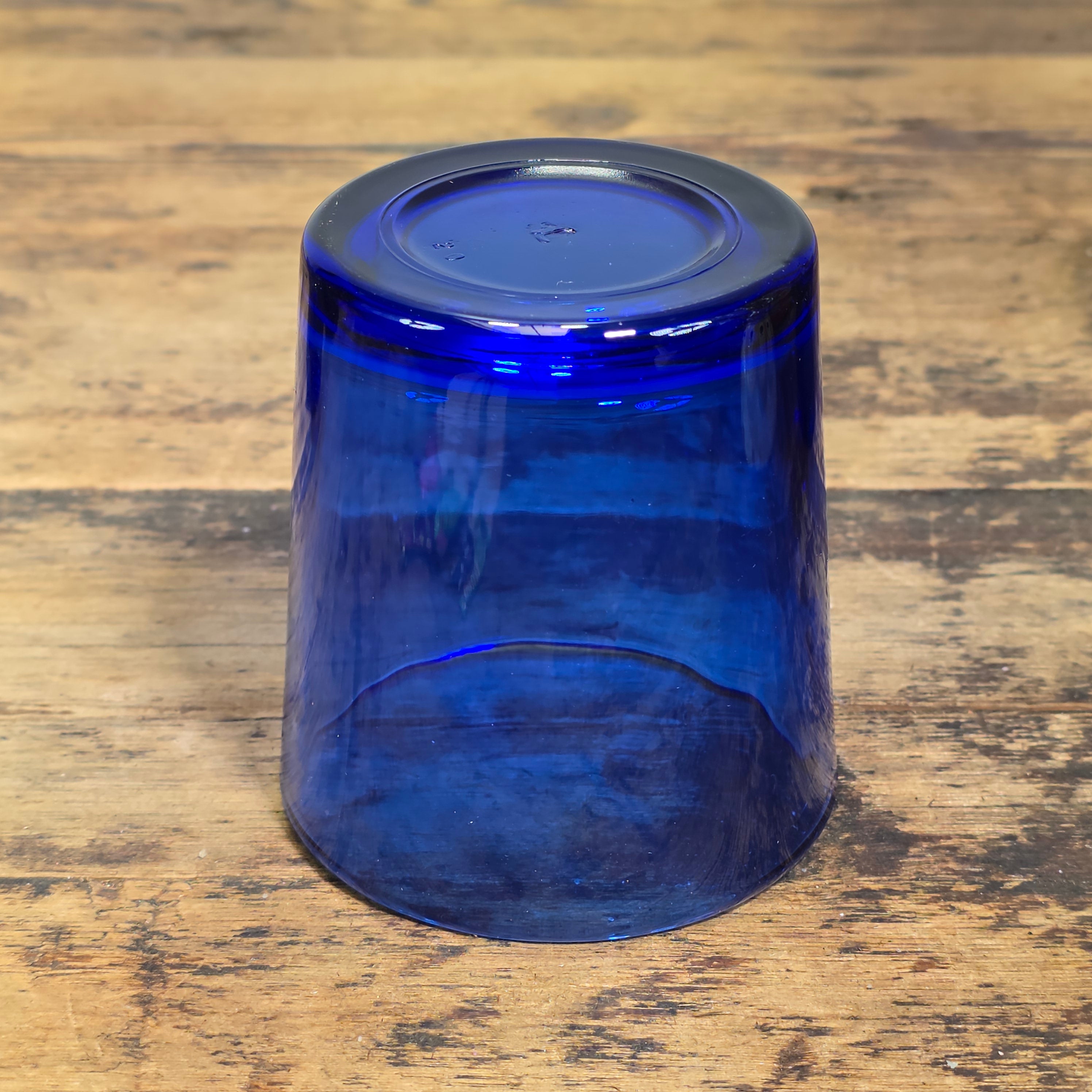 Vintage Cobalt Blue Glass Tumblers Set of 2 Heavy Libbey Juice Rocks Glasses