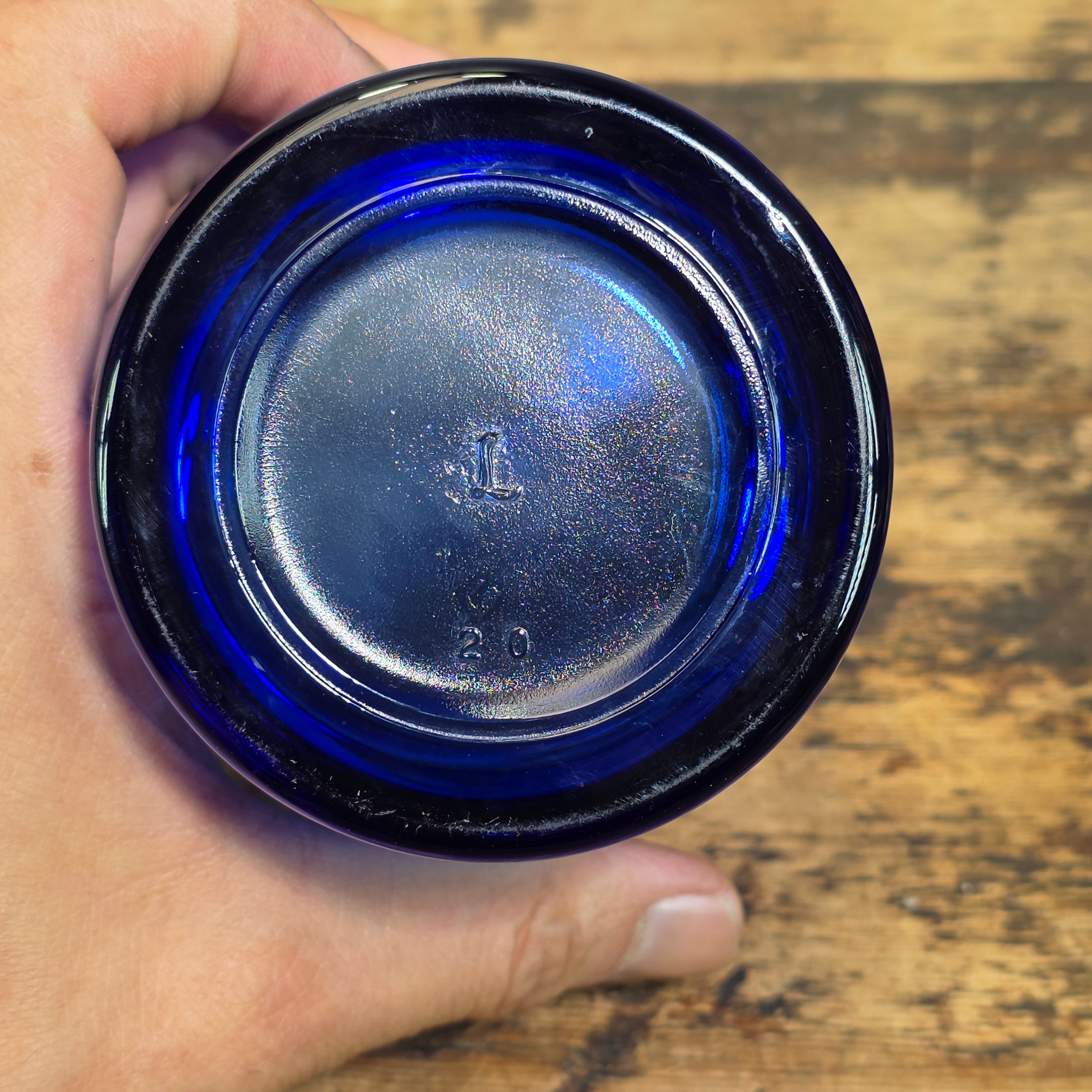 Vintage Cobalt Blue Glass Tumblers Set of 2 Heavy Libbey Juice Rocks Glasses
