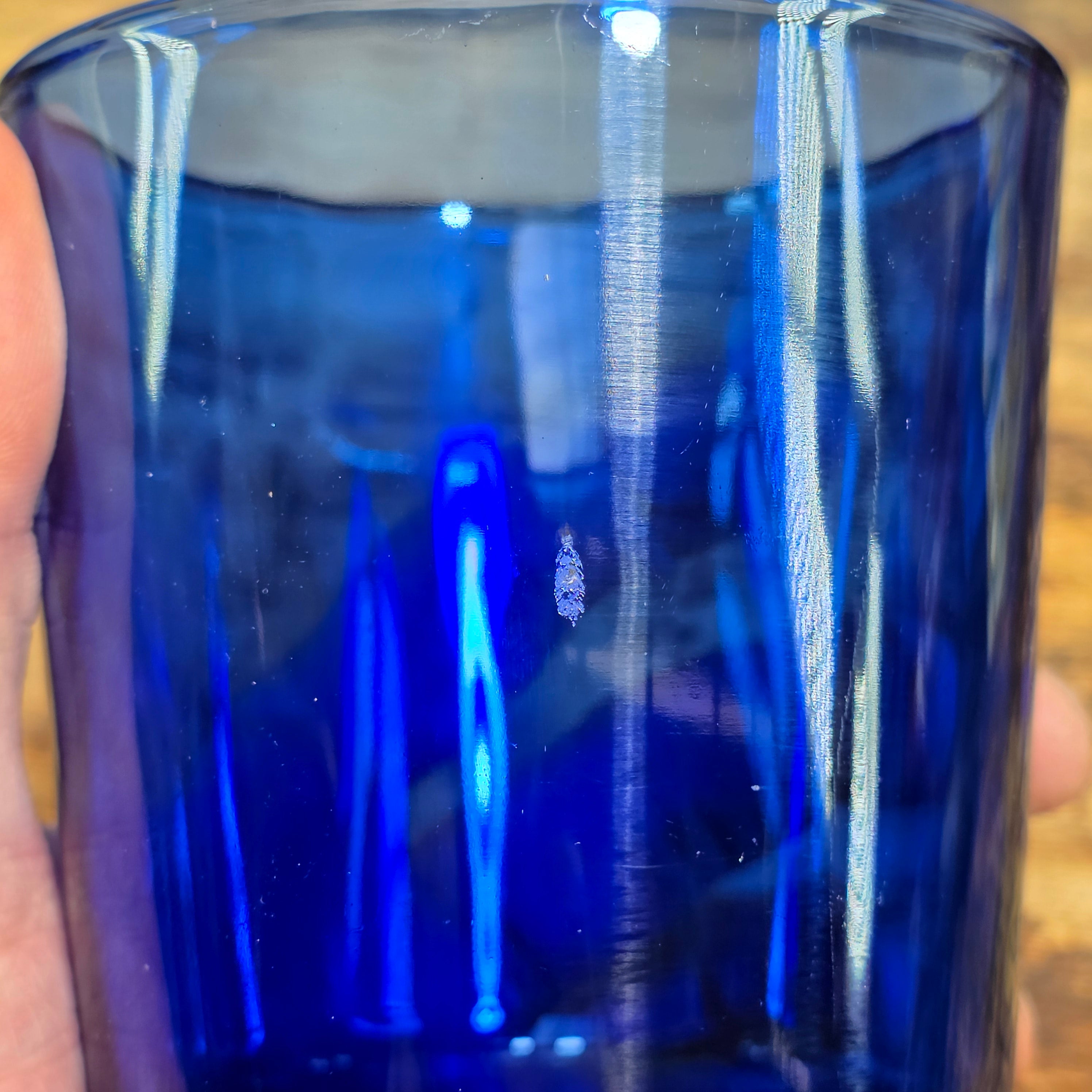 Vintage Cobalt Blue Glass Tumblers Set of 2 Heavy Libbey Juice Rocks Glasses