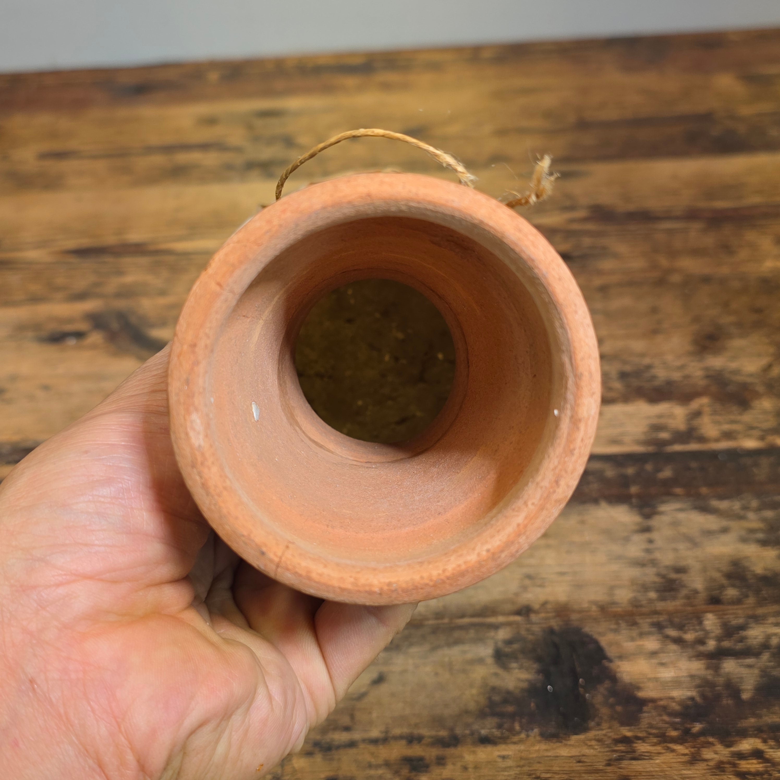 Vintage Moroccan Taarija Clay Hand Drum Terracotta Goat Skin Folk Art Percussion
