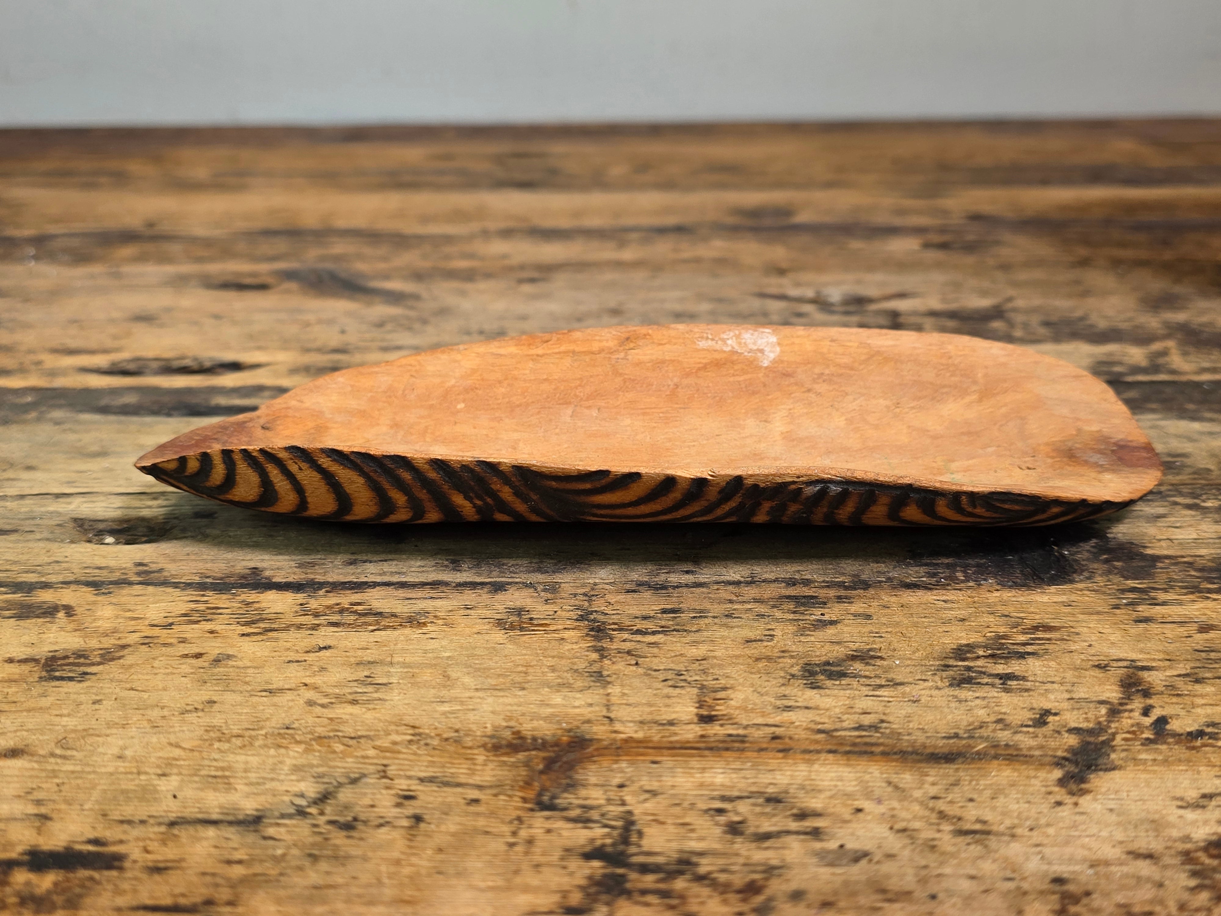 Vtg Australian Aboriginal Pokerwork Coolamon Wooden Bowl Tribal Folk Art 9"