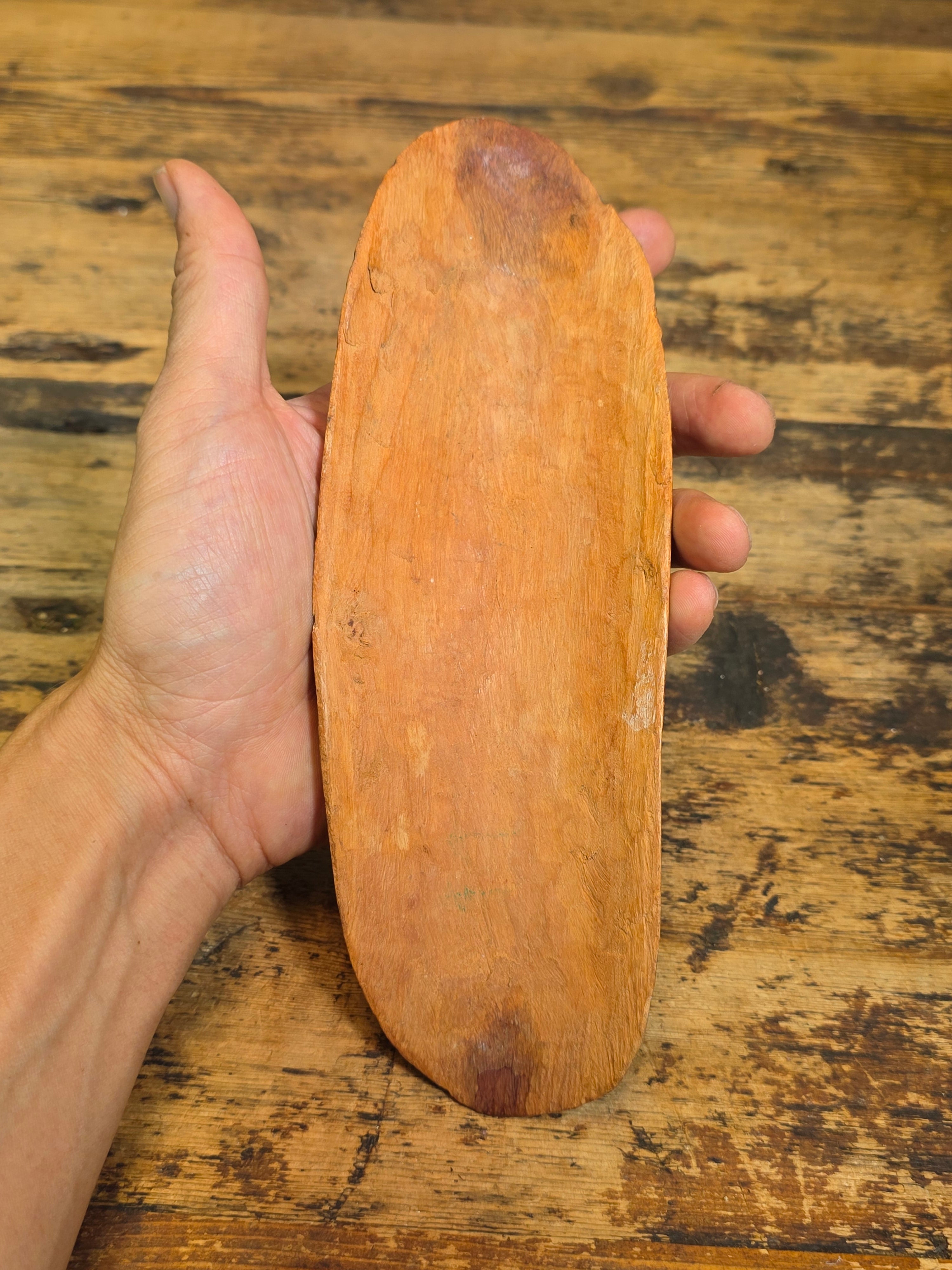 Vtg Australian Aboriginal Pokerwork Coolamon Wooden Bowl Tribal Folk Art 9"