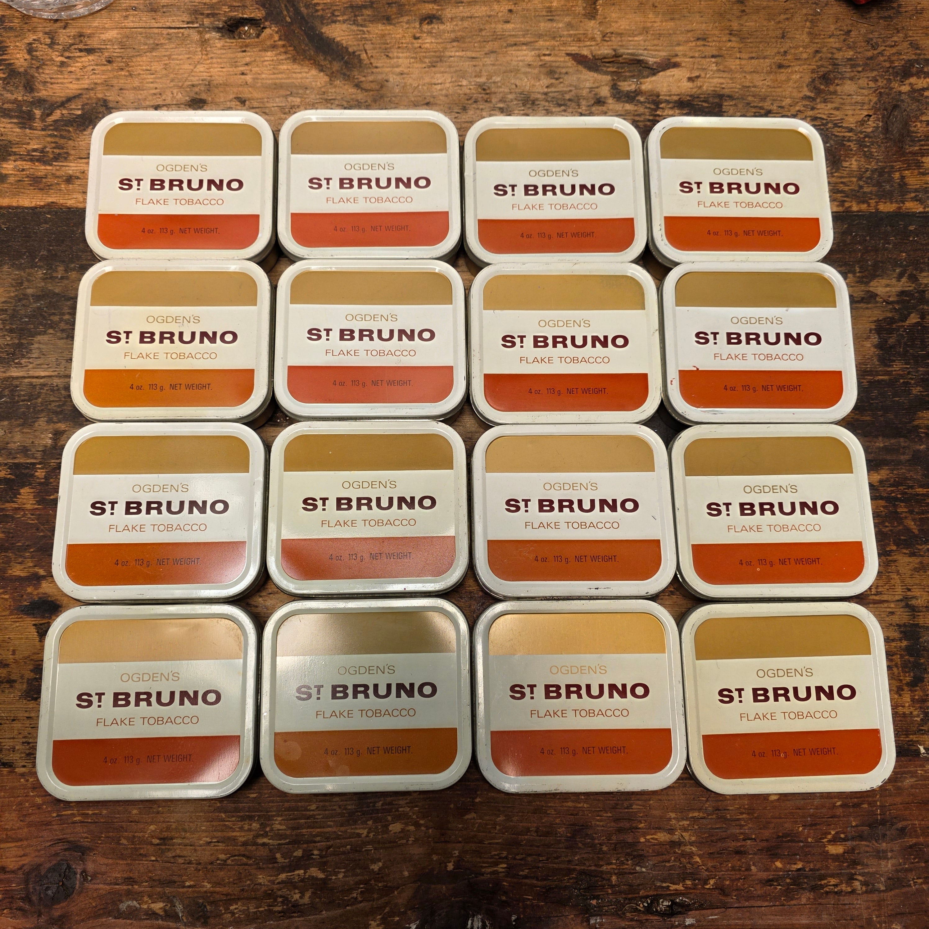 Vintage Odgens St Bruno Flake Tobacco Tin Empty 4oz Orange Square Box US Import