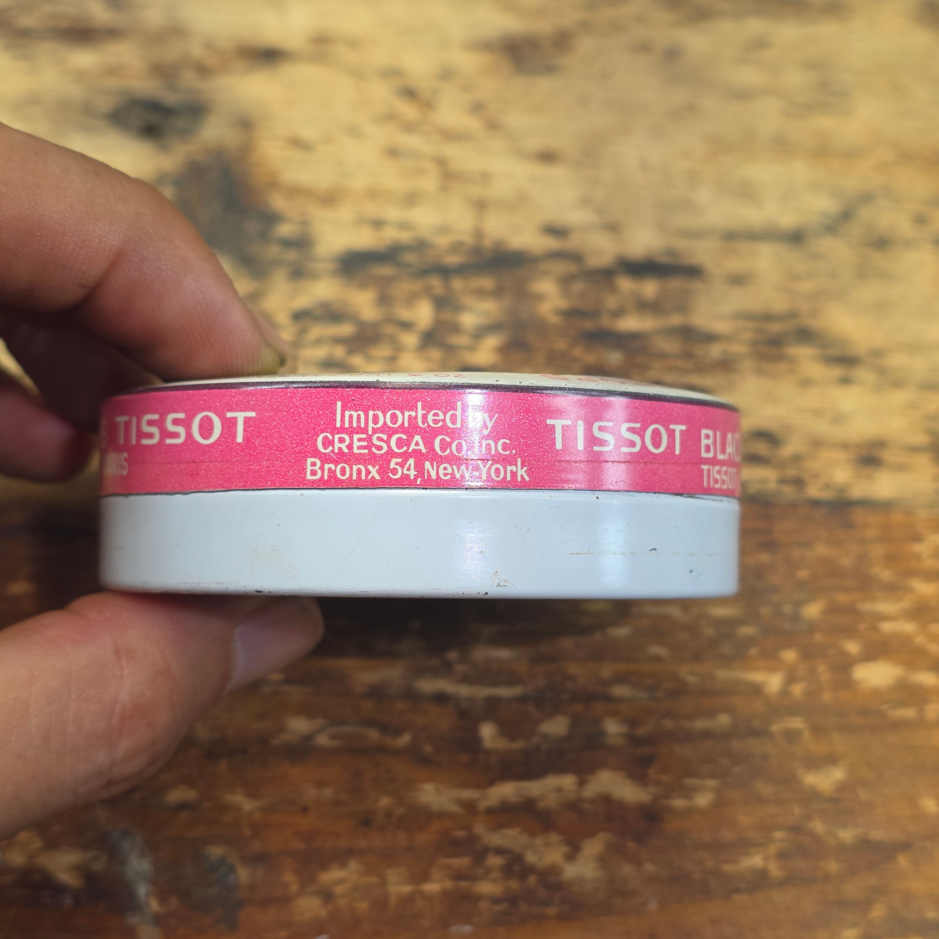 Vintage Tissot Black Currant Cassis Candy Tin Metal France Confiseur Paris (E)