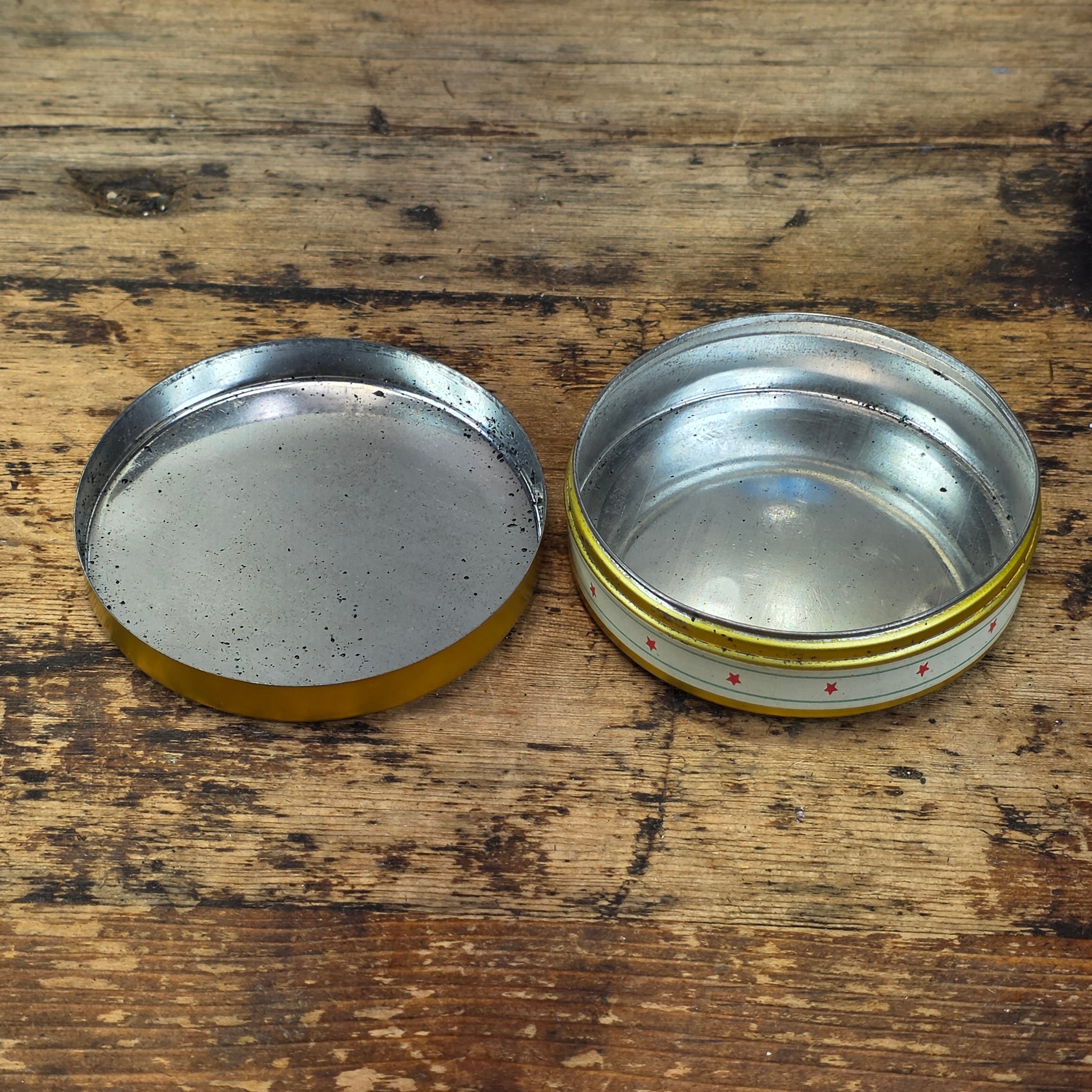 Vintage Nazareth Candy Co Israel Raspberry Drops Empty Metal Tin Gold Stars (A)
