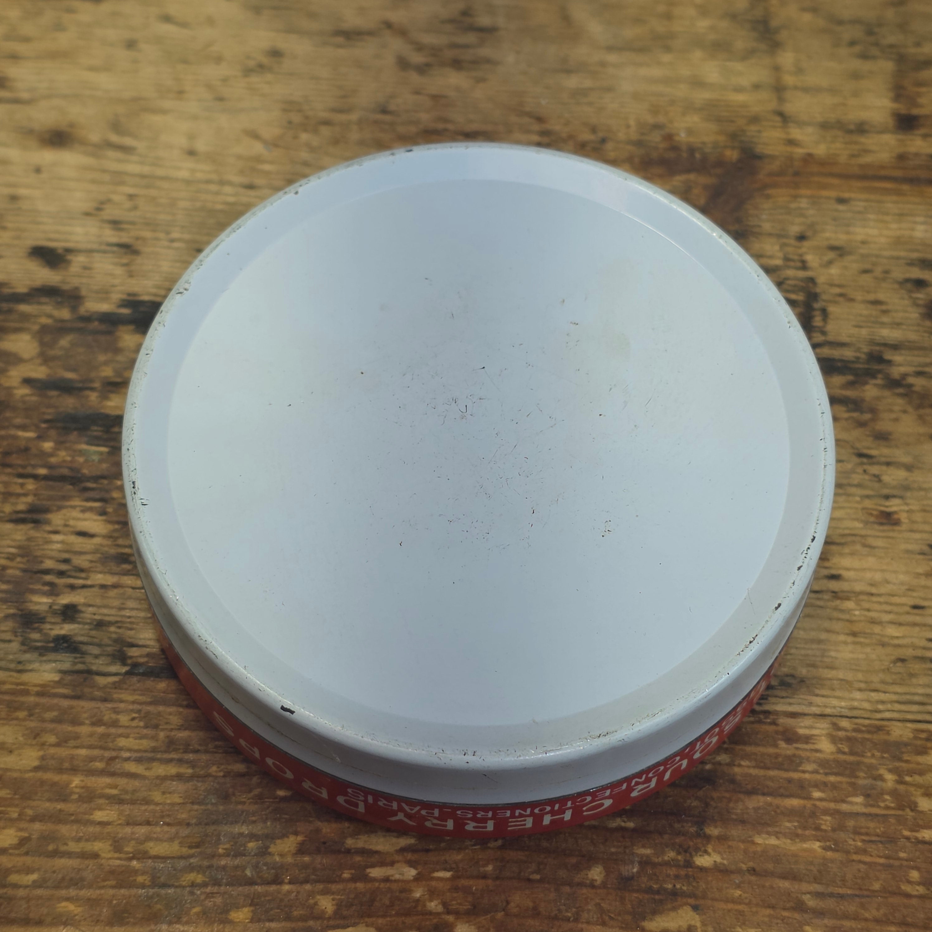 Vintage Tissot Sour Cherry Candy Tin Empty Metal France Cresca NY Drops Paris