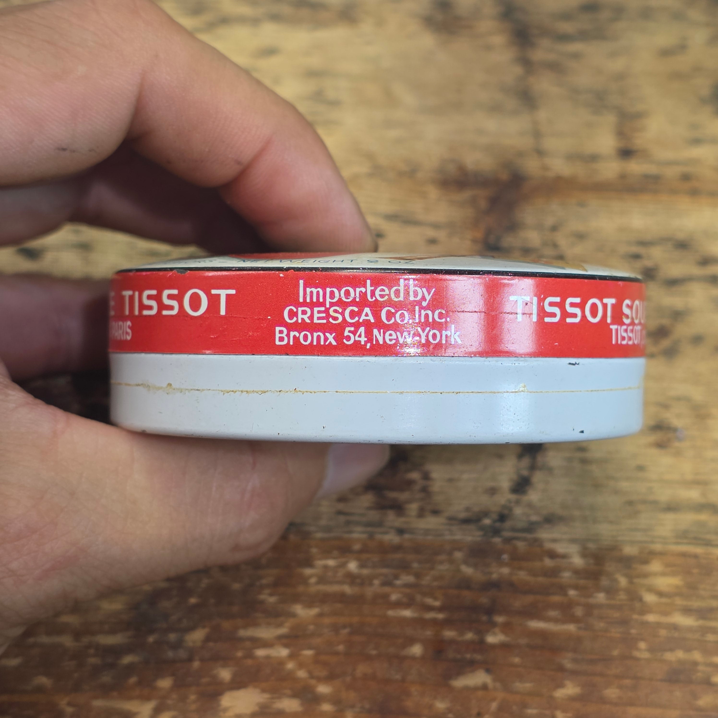 Vintage Tissot Sour Cherry Candy Tin Empty Metal France Cresca NY Drops Paris