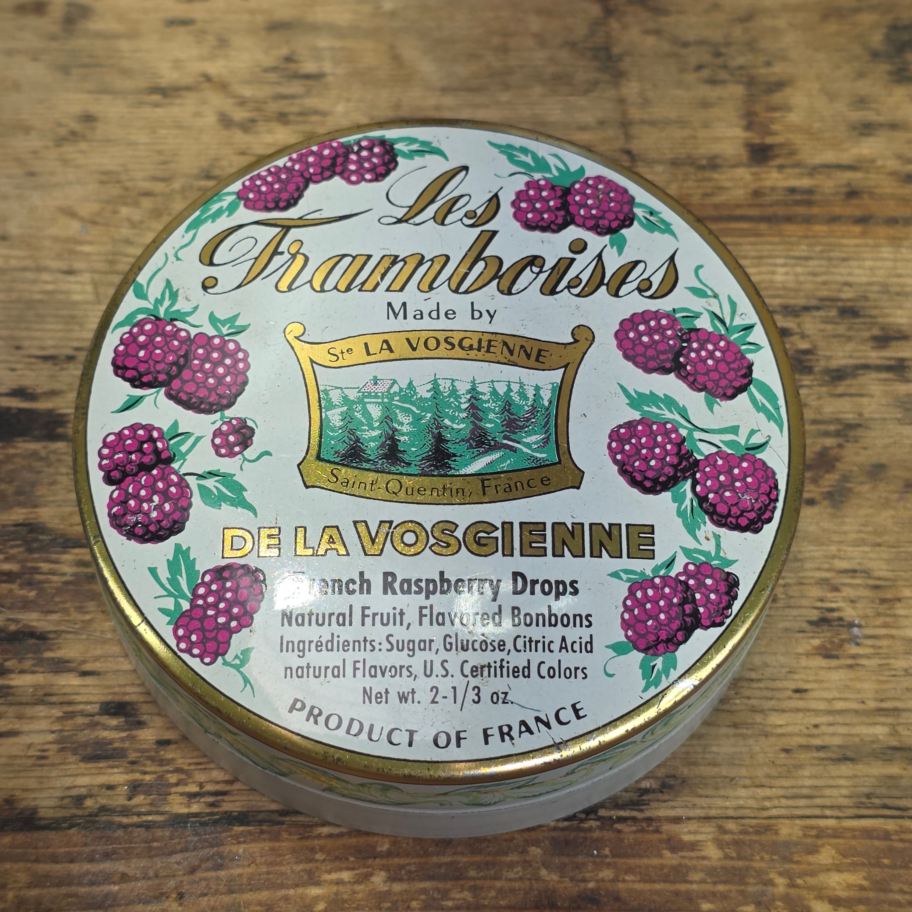 Vintage La Vosgienne French Raspberry Candy Tin Empty Metal France