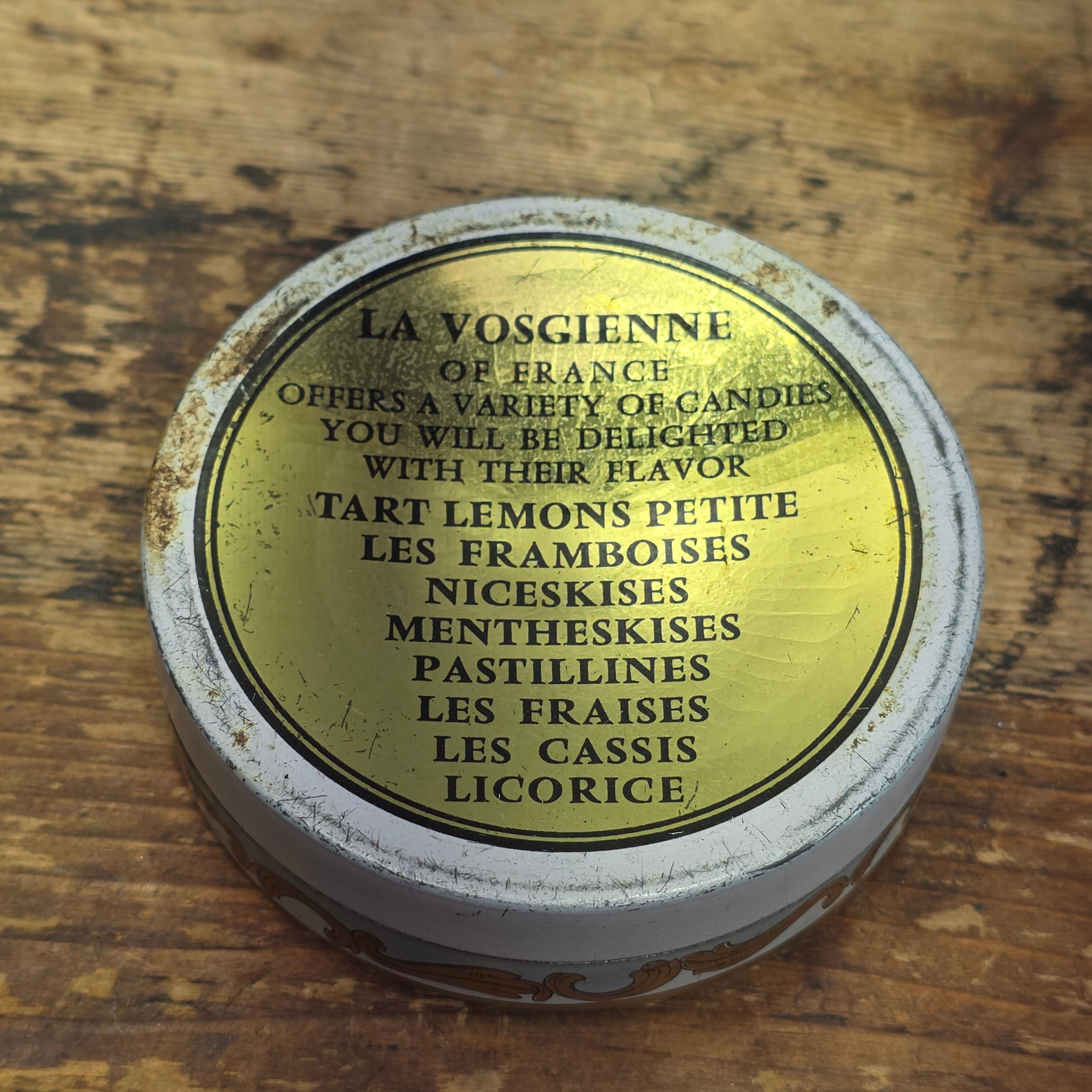 Vintage La Vosgienne Cassis Black Currant Candy Tin Empty Metal Box France