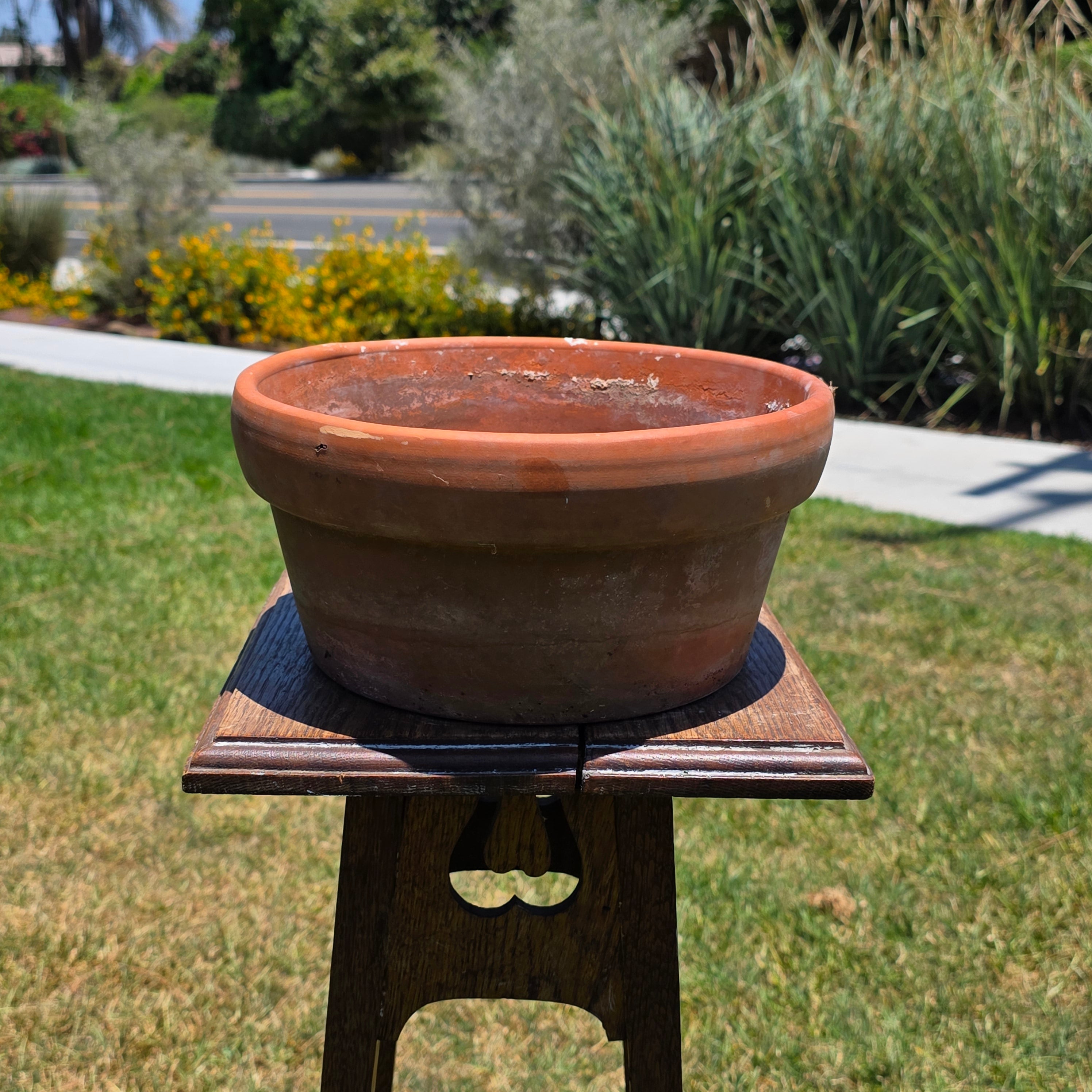 Vintage Vaserie Trevigiane Terracotta Planter Pot Rolled Rim Italy 10.5" Rustic