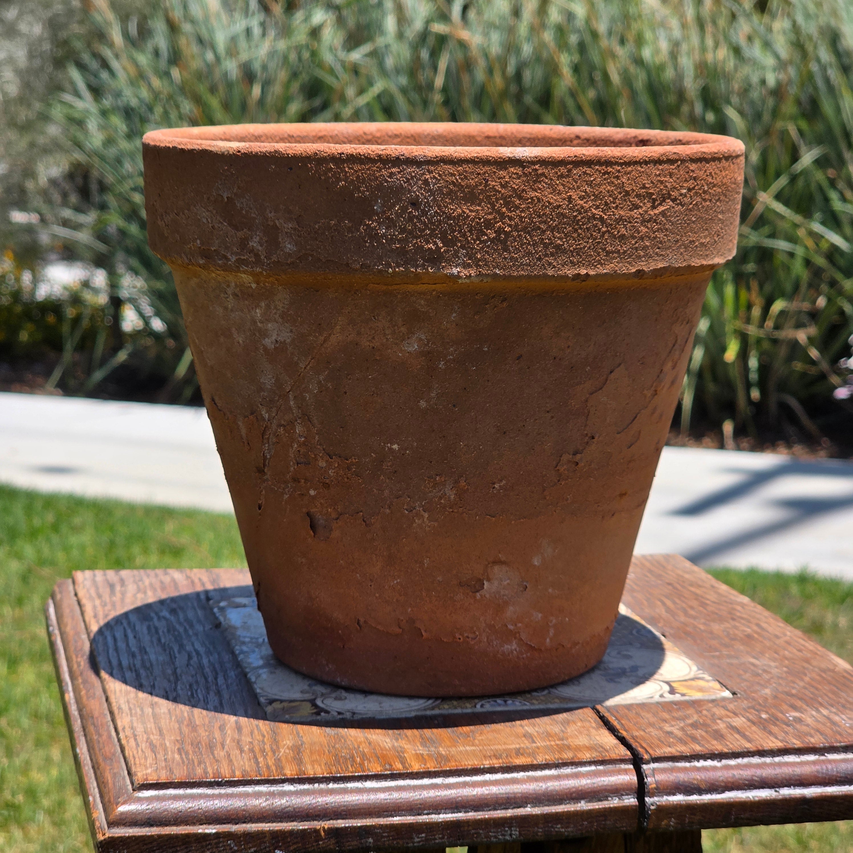 Vintage Vaserie Trevigiane Terracotta Planter Pot Rolled Rim Italy 10.5" Rustic
