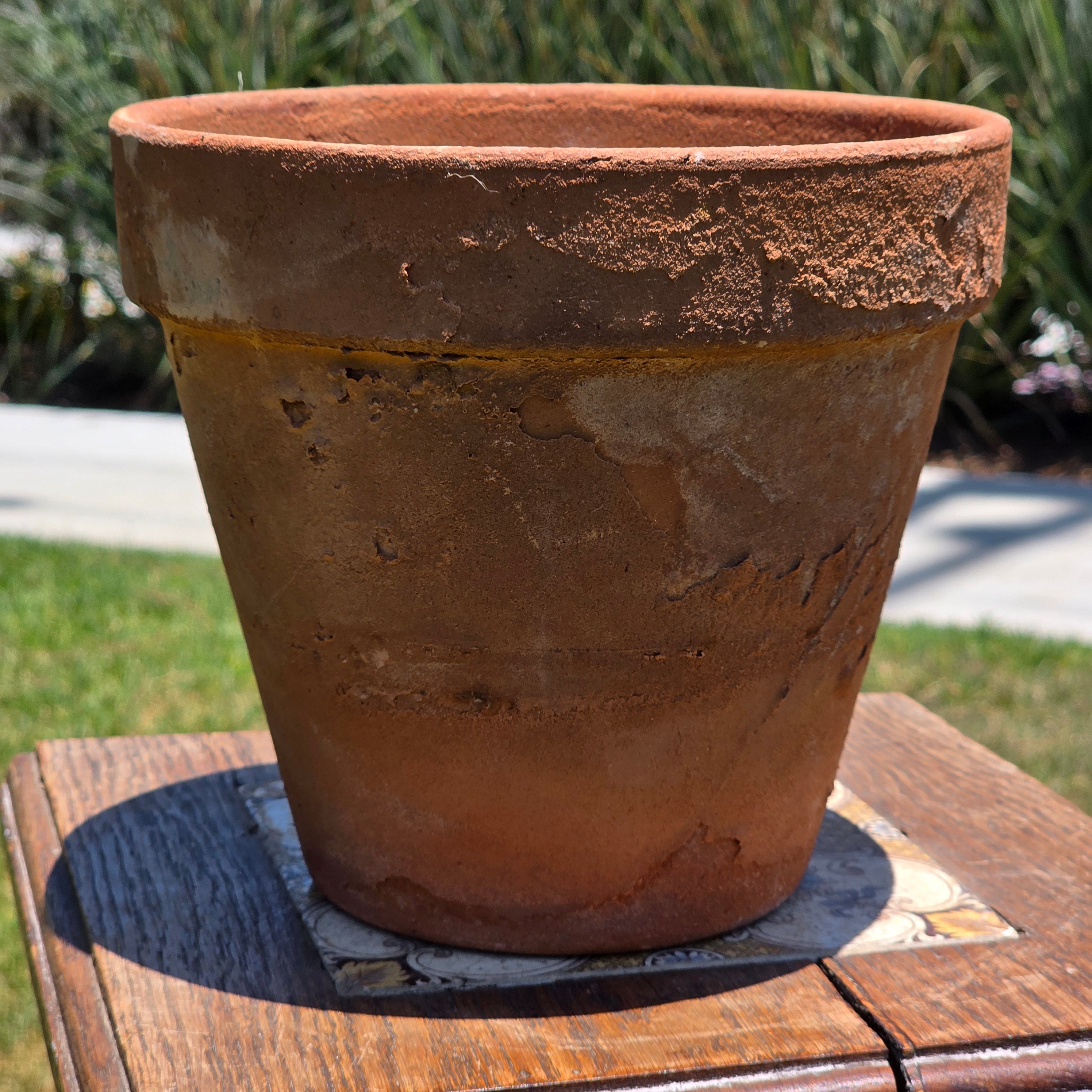 Vintage Vaserie Trevigiane Terracotta Planter Pot Rolled Rim Italy 10.5" Rustic