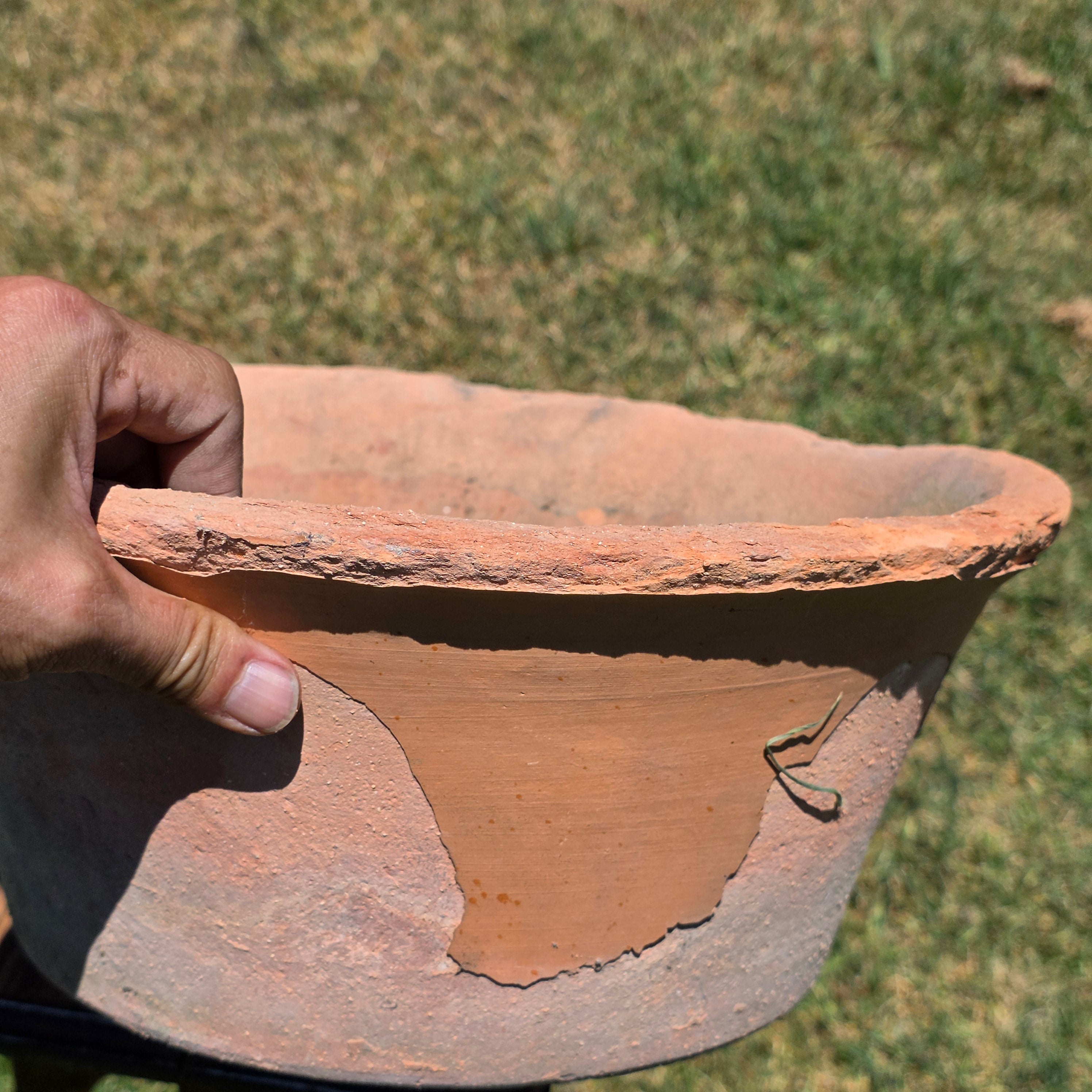 Vintage Terracotta Planter Pot Large Shallow Bowl Weathered Rustic Shabby Italy