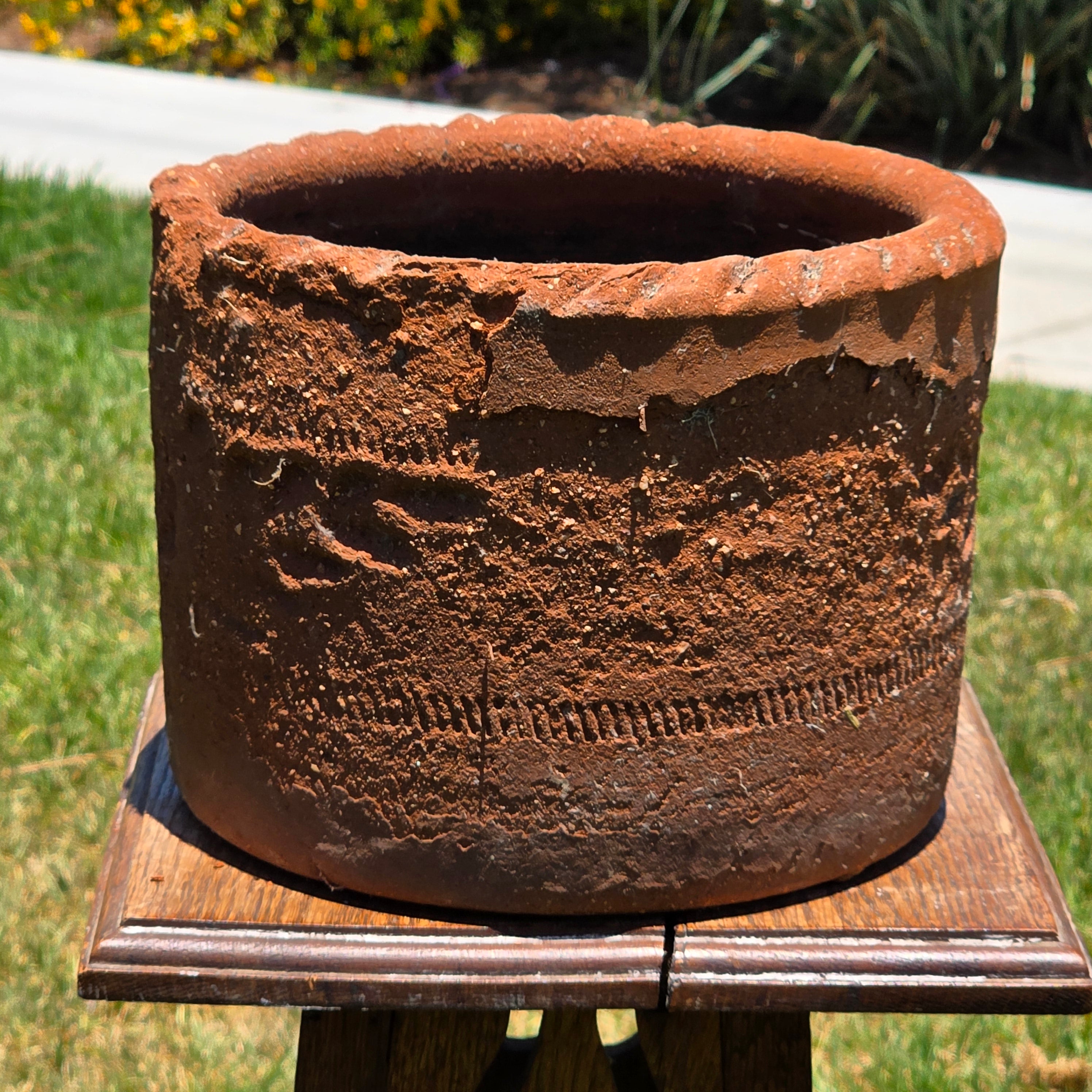 Vintage Mexican Terracotta Clay Planter Pot Rustic Weathered Brown Garden 10"