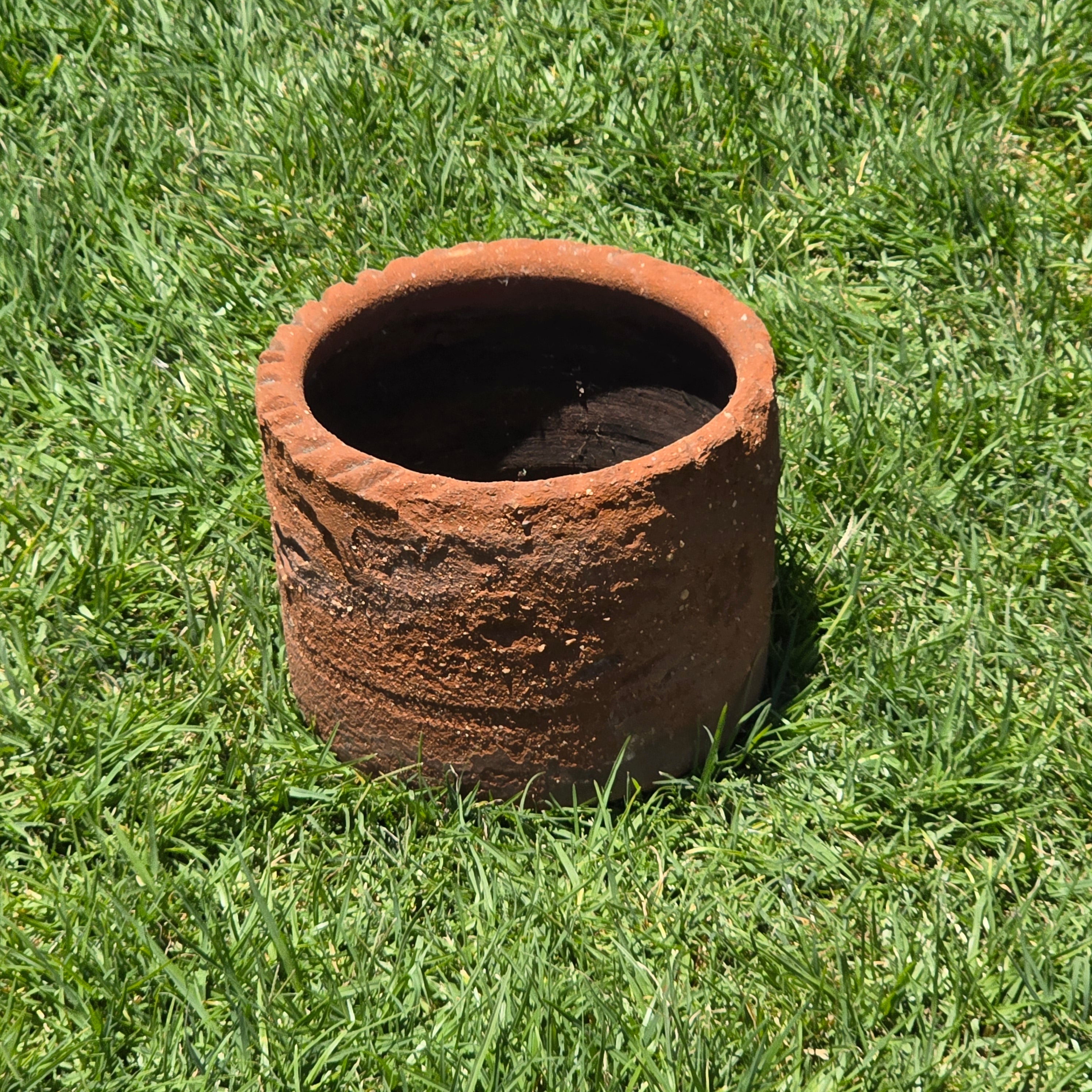 Vintage Mexican Terracotta Clay Planter Pot Rustic Weathered Brown Garden 10"
