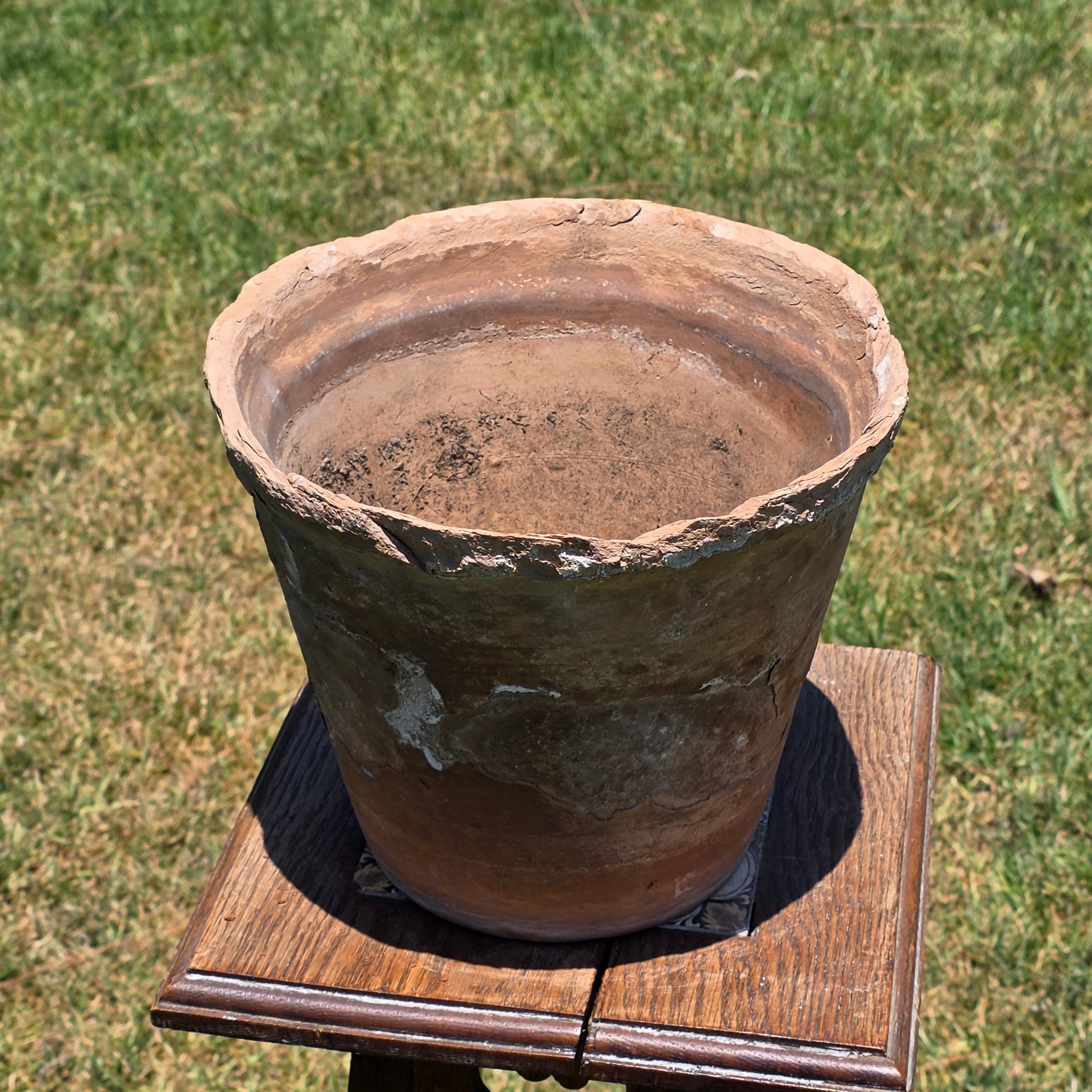 Vintage Italian Terracotta Clay Planter Pot Weathered Rustic Brown Garden