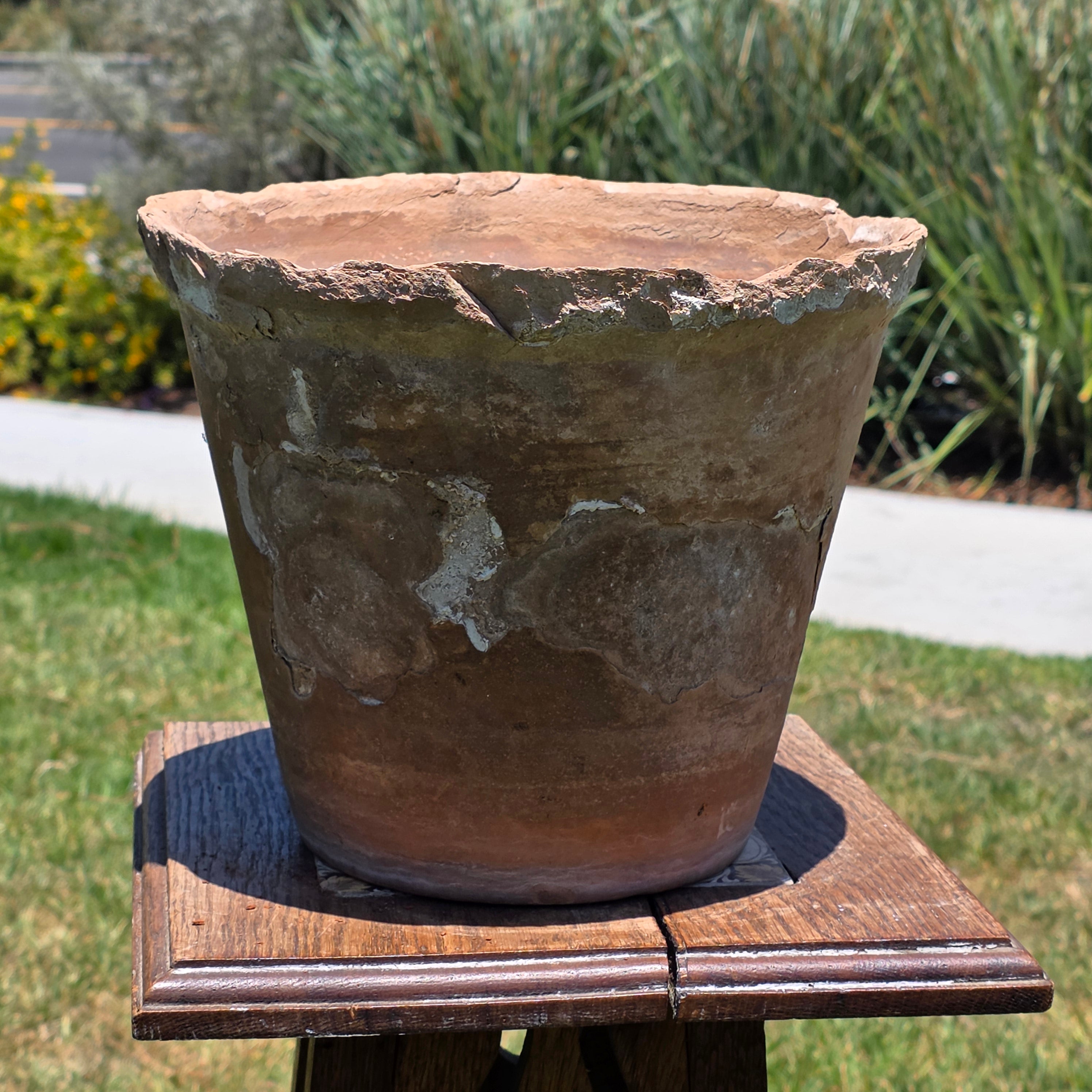 Vintage Italian Terracotta Clay Planter Pot Weathered Rustic Brown Garden
