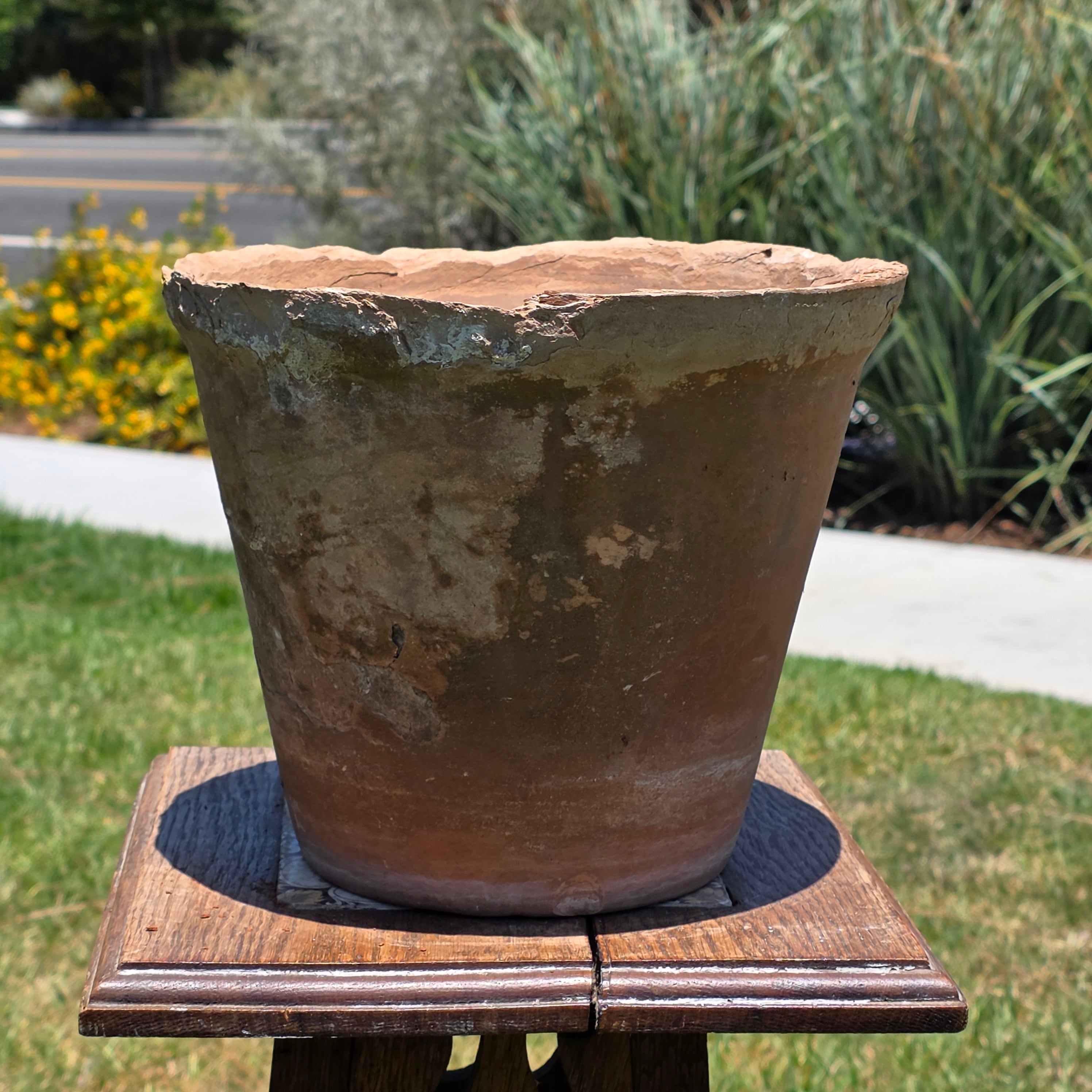 Vintage Italian Terracotta Clay Planter Pot Weathered Rustic Brown Garden