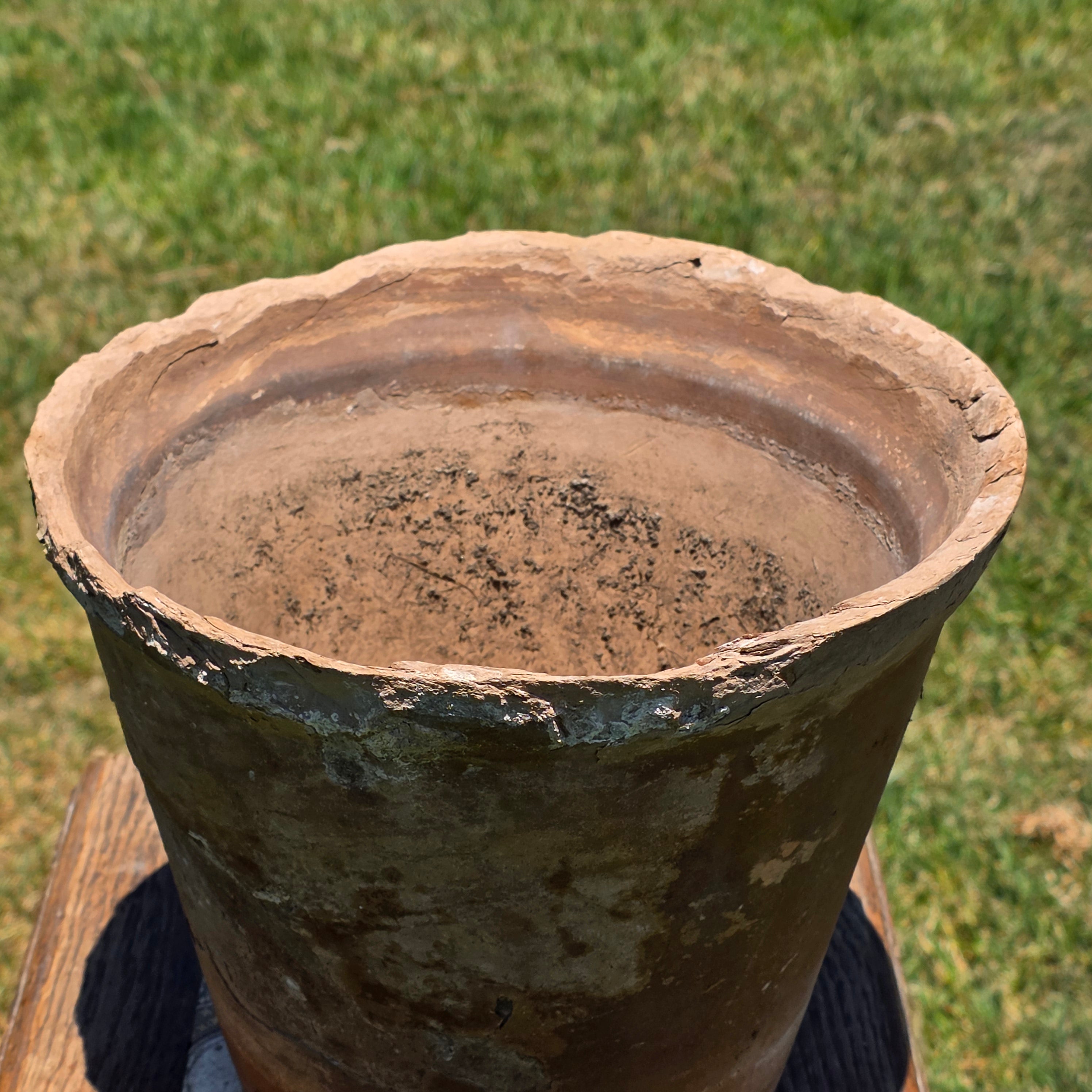 Vintage Italian Terracotta Clay Planter Pot Weathered Rustic Brown Garden