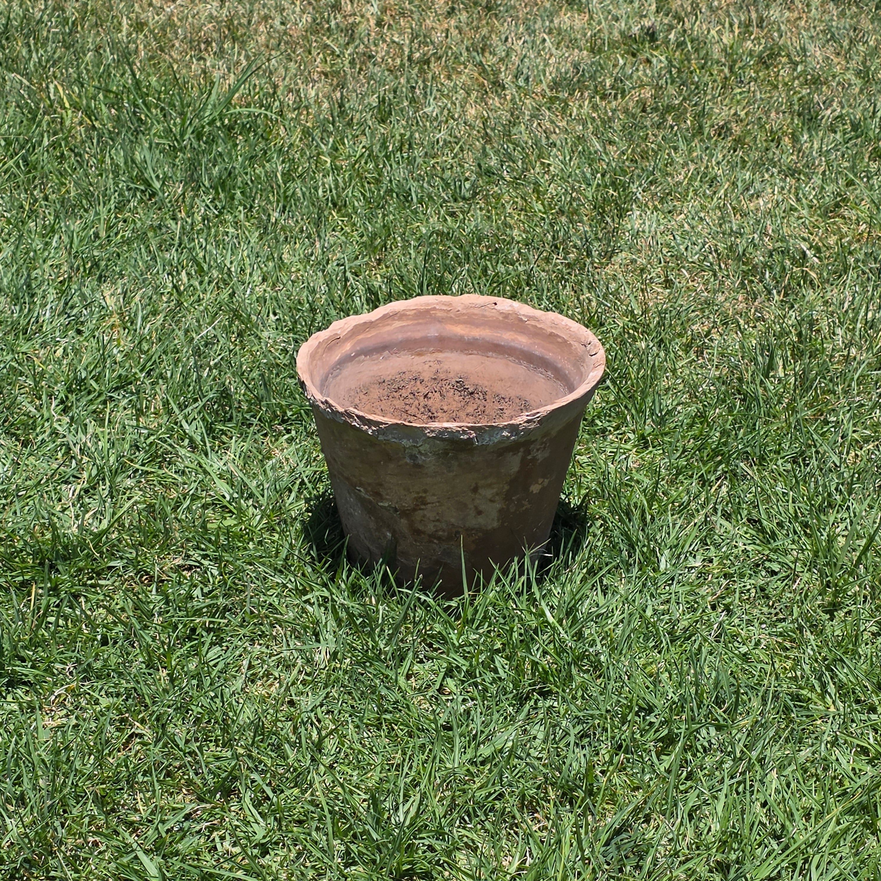 Vintage Italian Terracotta Clay Planter Pot Weathered Rustic Brown Garden
