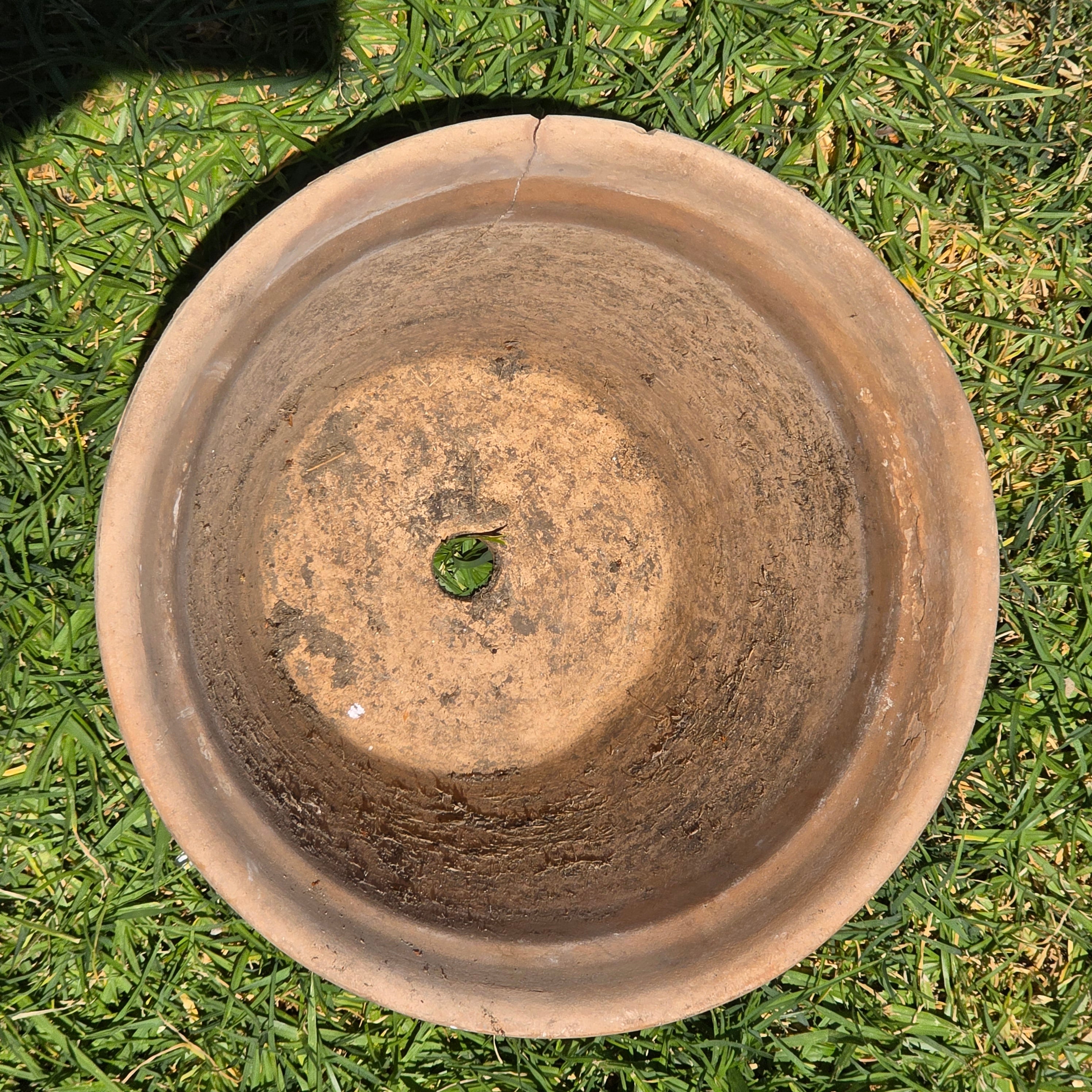 Vintage Terracotta Planter Pot w/ Saucer Weathered Rustic Shabby Chic Cracked