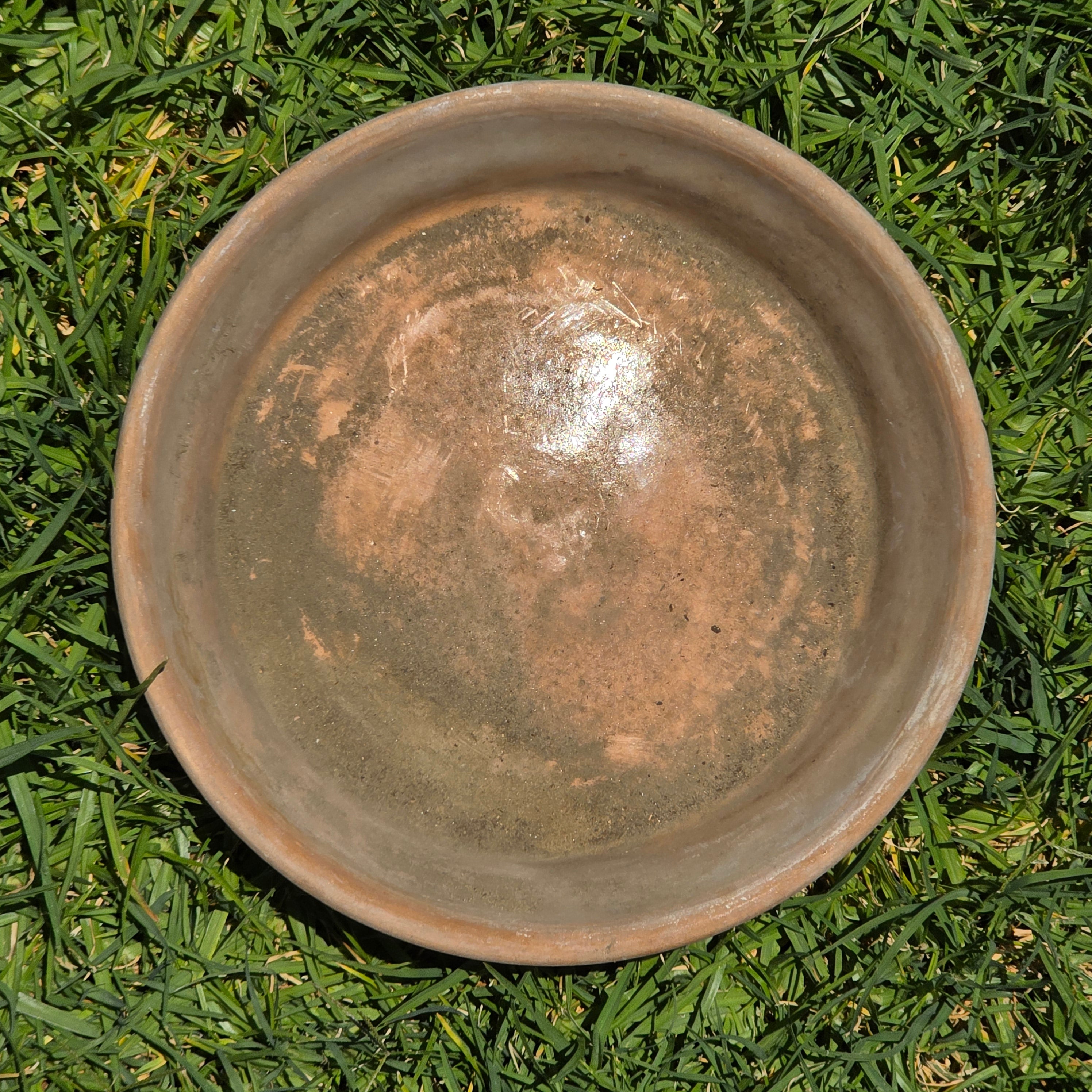 Vintage Terracotta Planter Pot w/ Saucer Weathered Rustic Shabby Chic Cracked