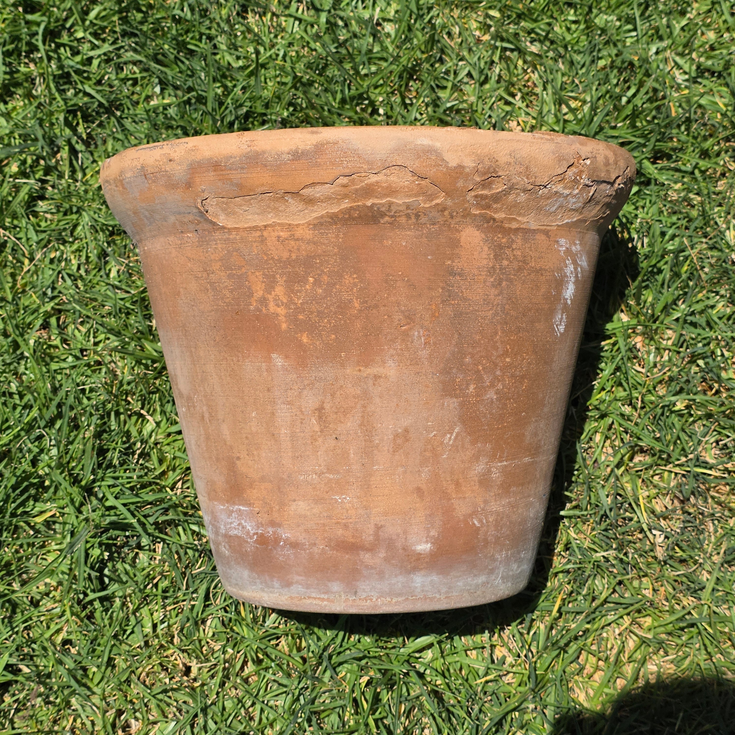 Vintage Large Terracotta Clay Planter Pot Weathered Rustic Shabby Chic Garden