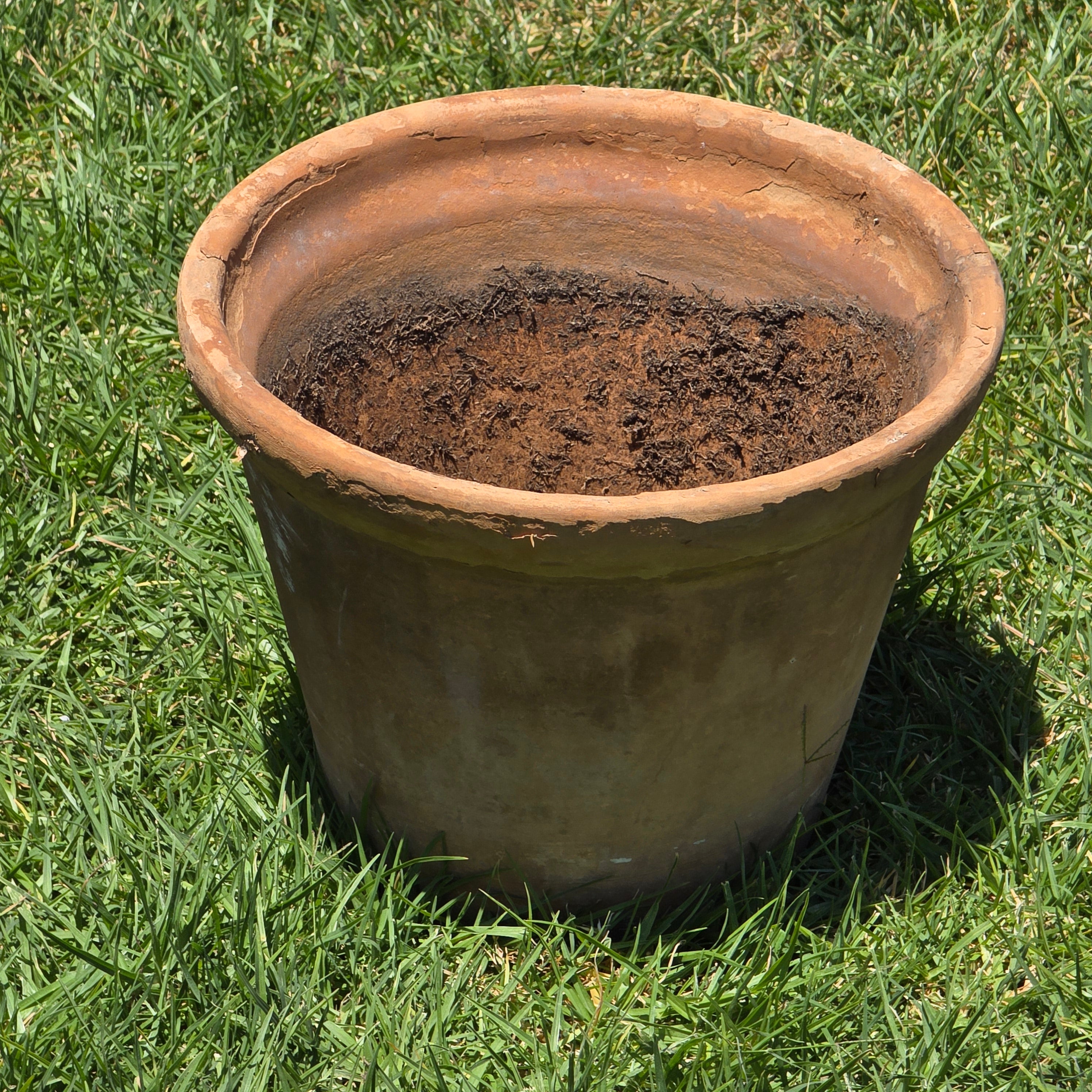 Vintage Large Terracotta Clay Planter Pot Weathered Rustic Shabby Chic Garden