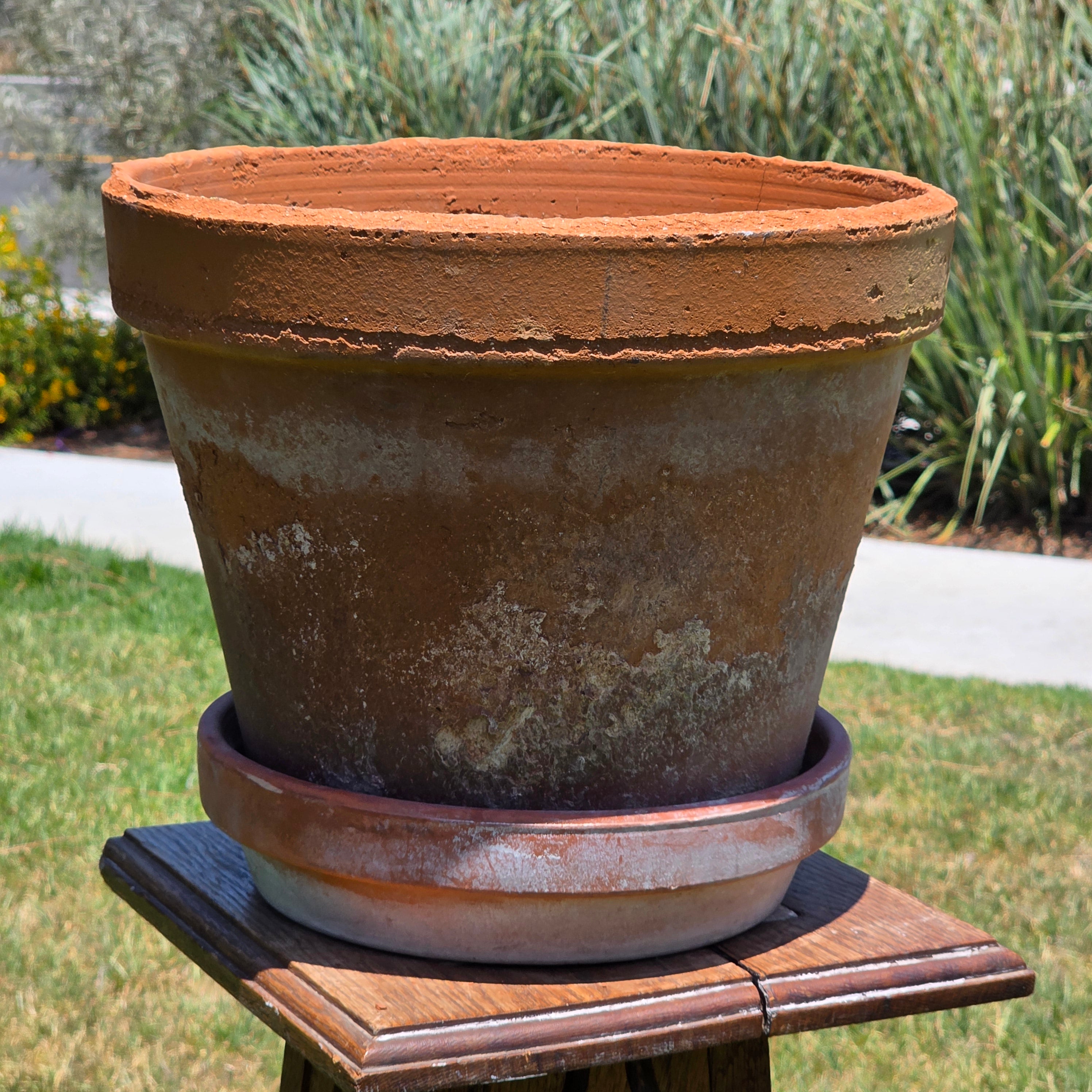 Share Vintage Italian Terracotta Planter Pot Saucer Large EV31 Rustic Shabby Chic